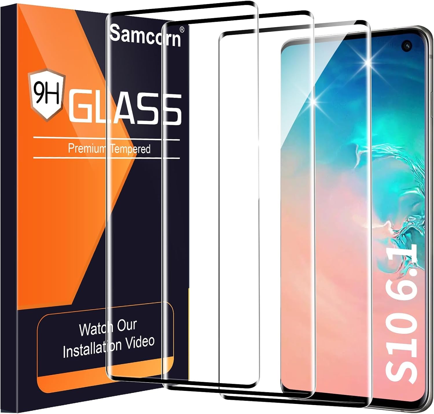 3 Pack of Tempered Glass Screen Protectors for Galaxy S10, HD Clear, Scratch Res