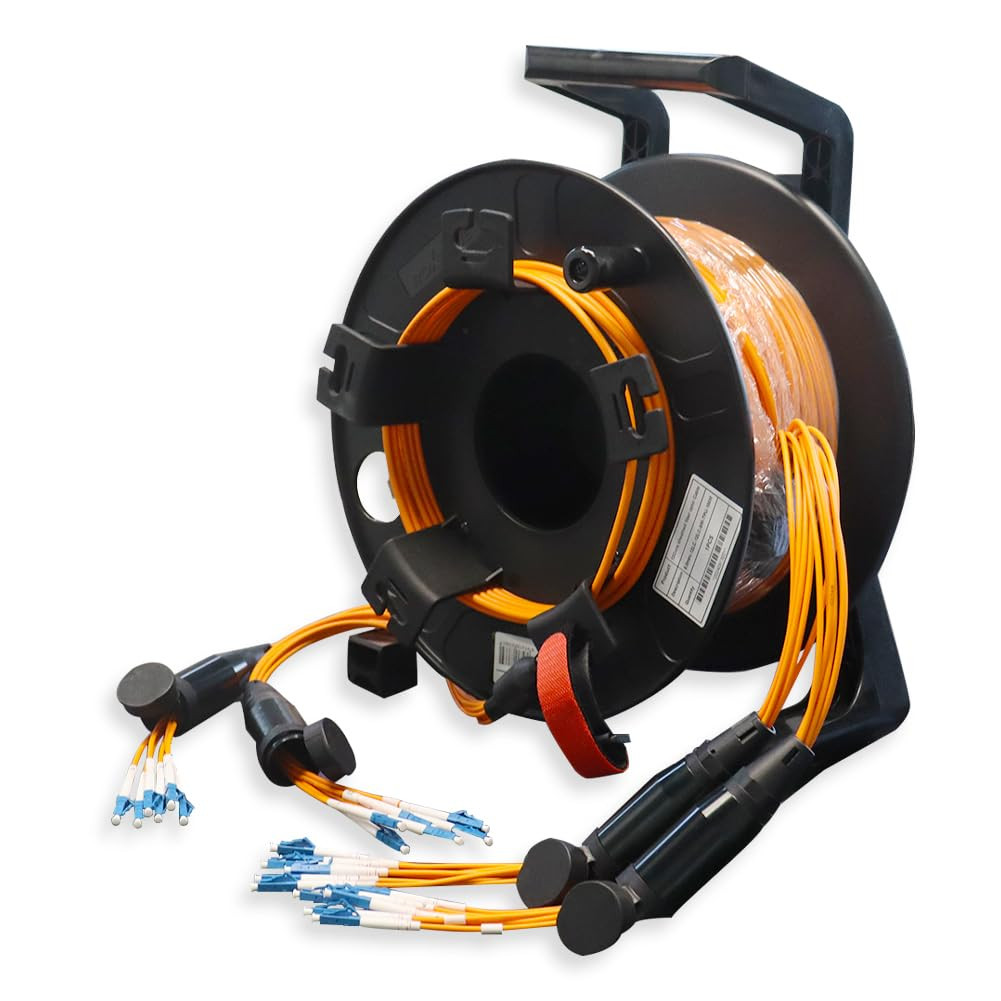 100 Meters 12 Core Industrial TPU LC to LC Outdoor Sheathed Fiber Optic Cable wi