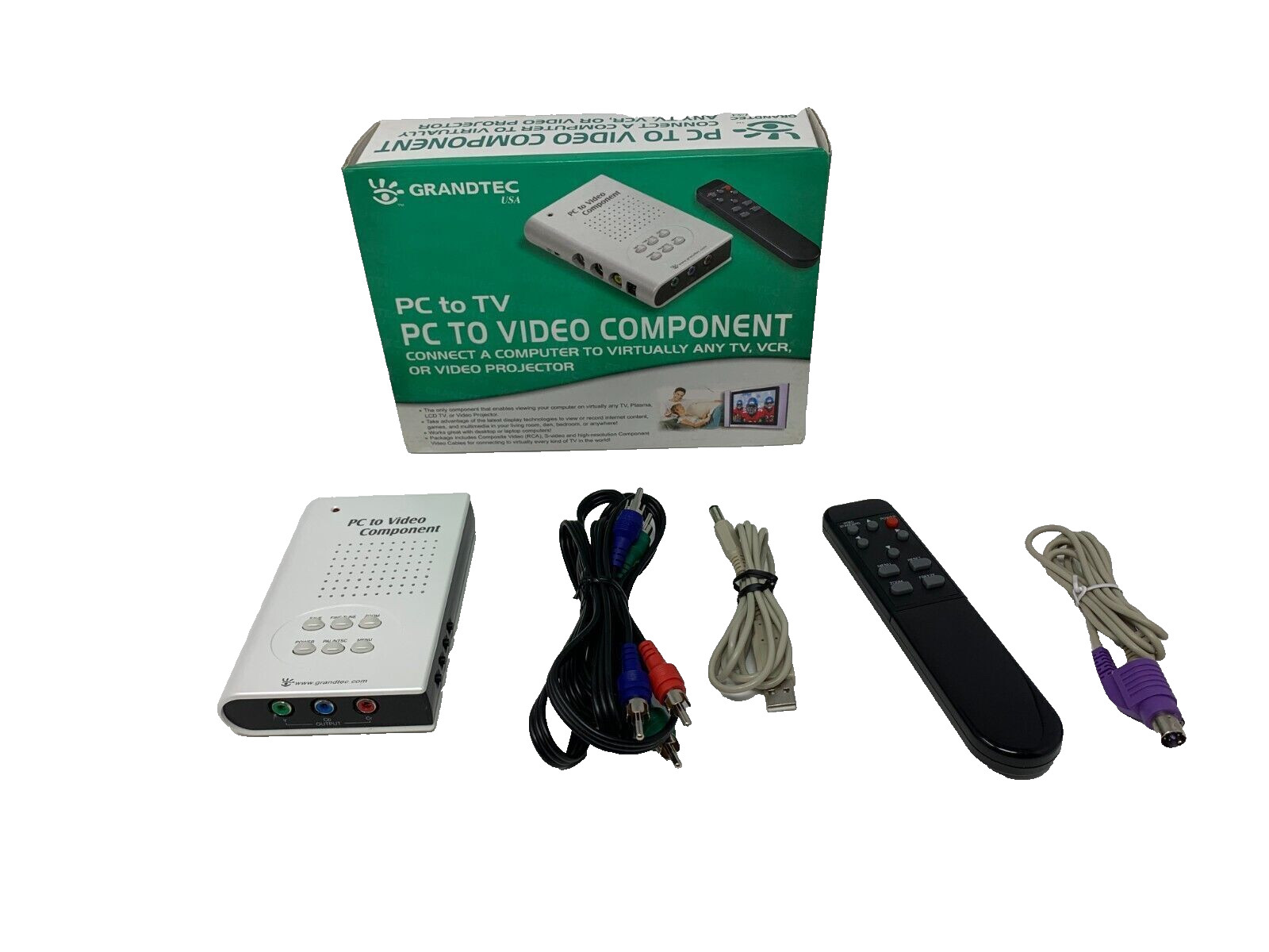 Grandtec GXP-2000 PC to Video TV Converter Box VGA to Component RCA S-Video