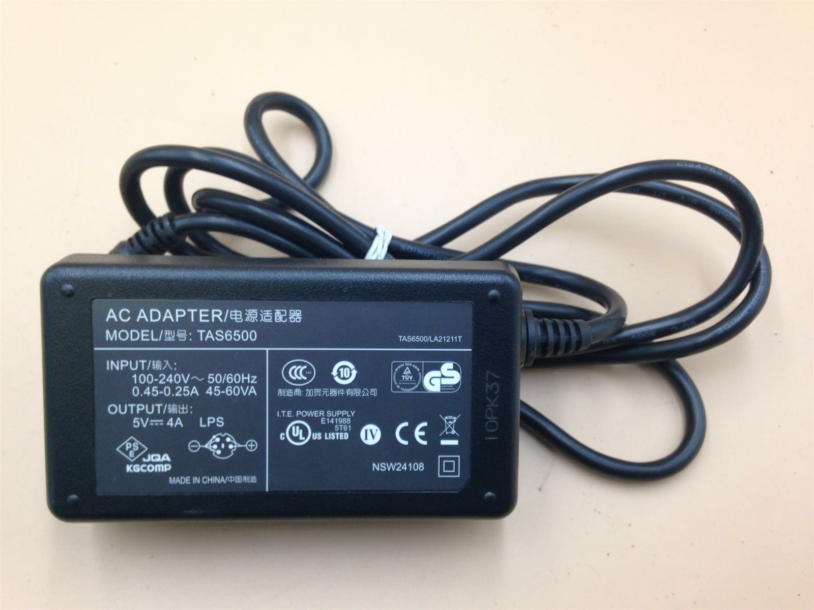 TAS6500 5-Pin Round 5V 4A 20W AC Adapter | Charger | Used