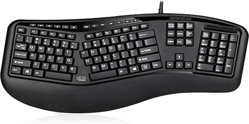 Adesso TruForm AKB-150SB-TAA Desktop Ergonomic Smart Card Reader Keyboard