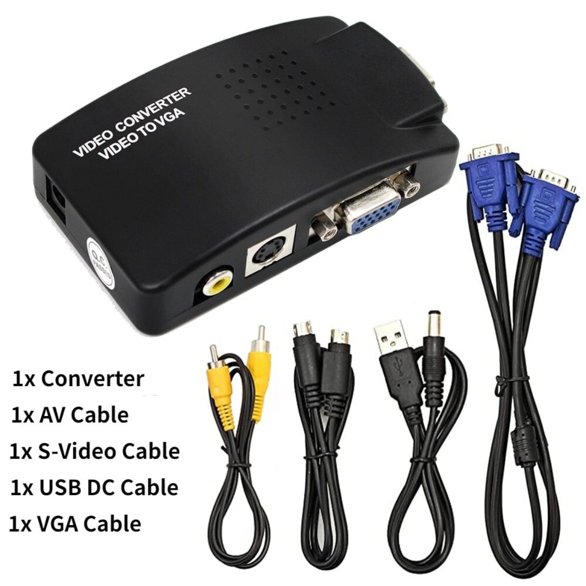 PC Laptop CCTV VGA To TV AV RCA S-Video Converter Adapter Composite HDTV LCD Box