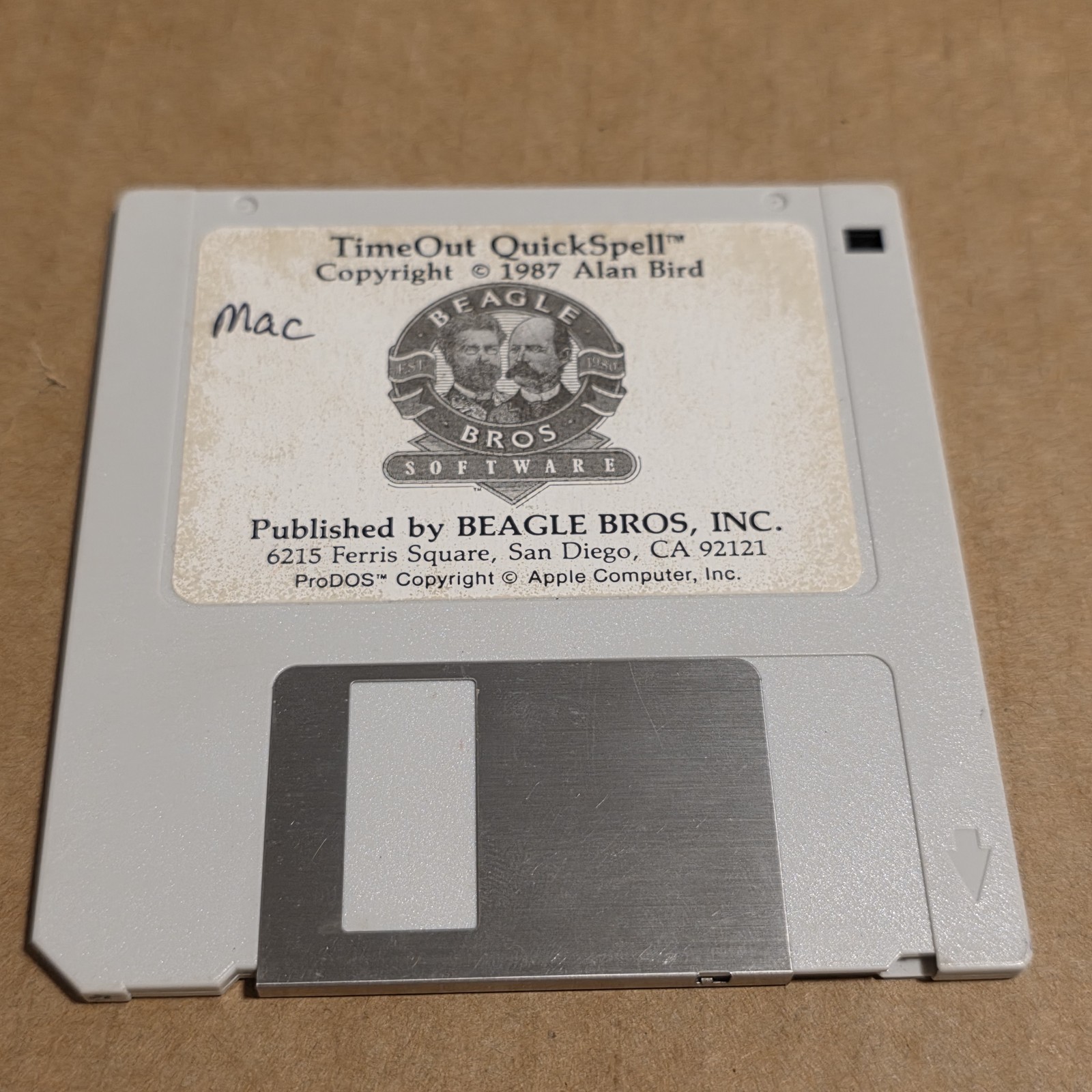 Beagle Bros TimeOut QuickSpell Mac 3.5 Floppy Disk Vintage Spell Checker 1987