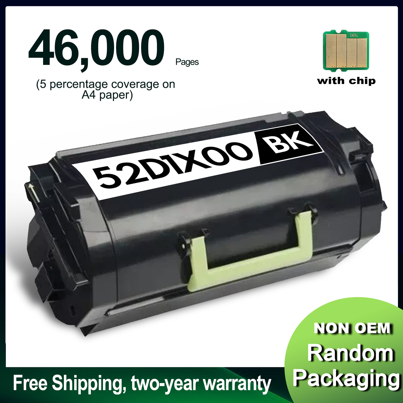 52D1X00 Extra High Yield Toner With Chip For Lexmark MS711 MX711 MS811 MS812 