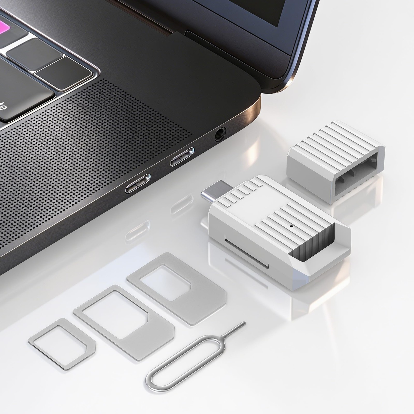 USB-C SIM Card Reader - Includes Standard/Micro/Nano SIM Card Adapters Kit & ...