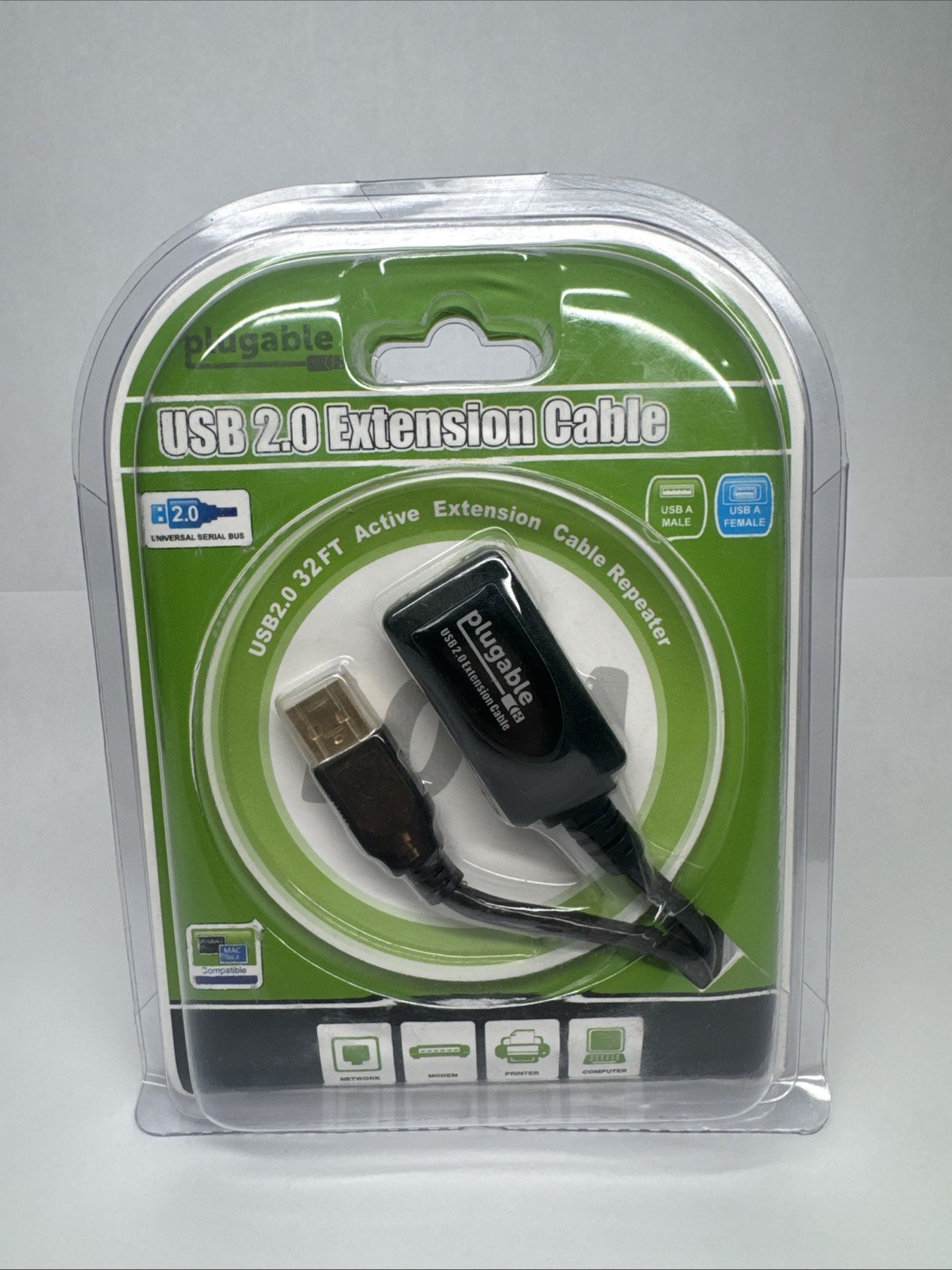 Plugable 10 Meter (32ft) USB 2.0 Active Extension Cable Type A Male to A Female