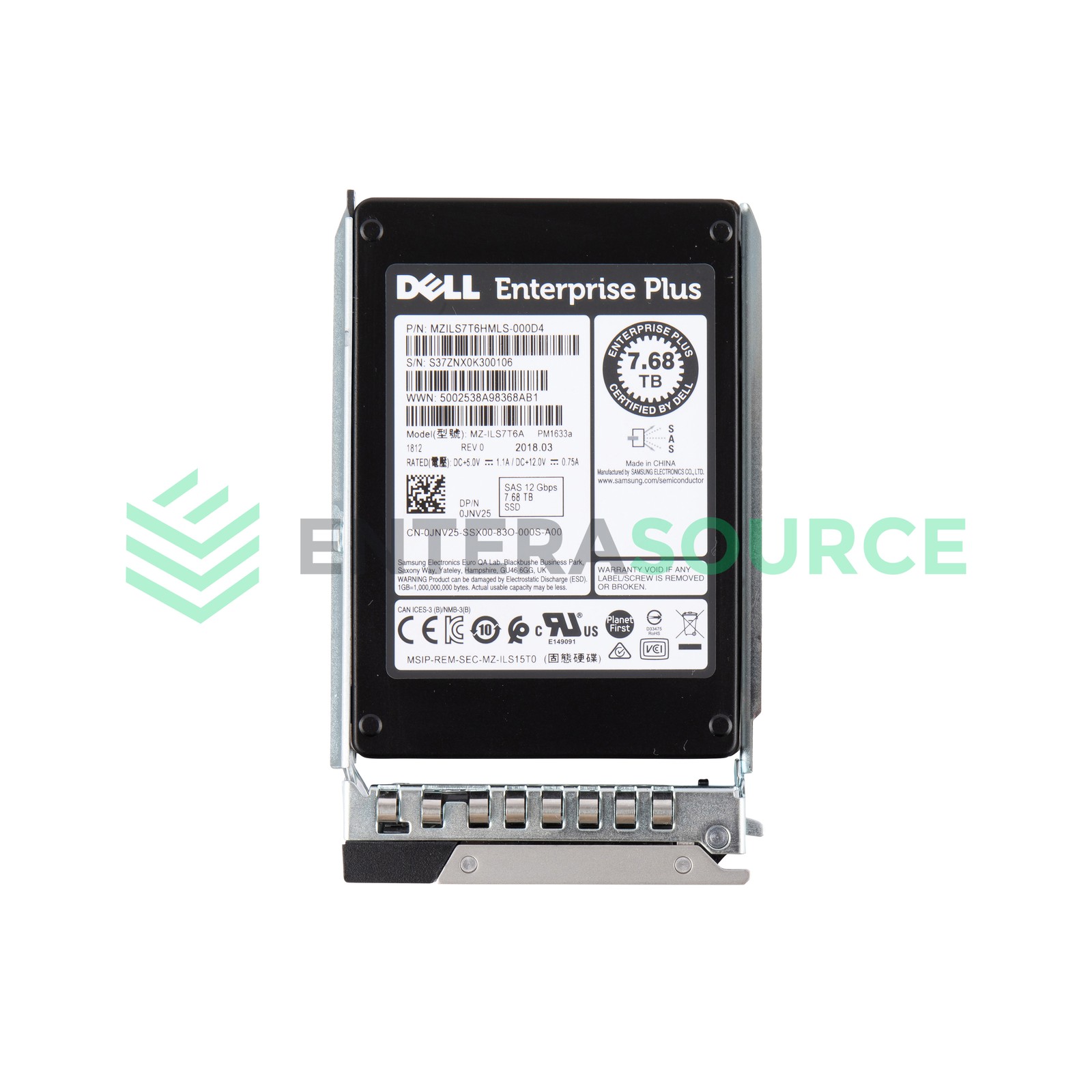 Dell Compellent JNV25-CML 7.68TB TLC SAS 2.5" 12Gbps RI SSD | Samsung MZ-ILS7T6A