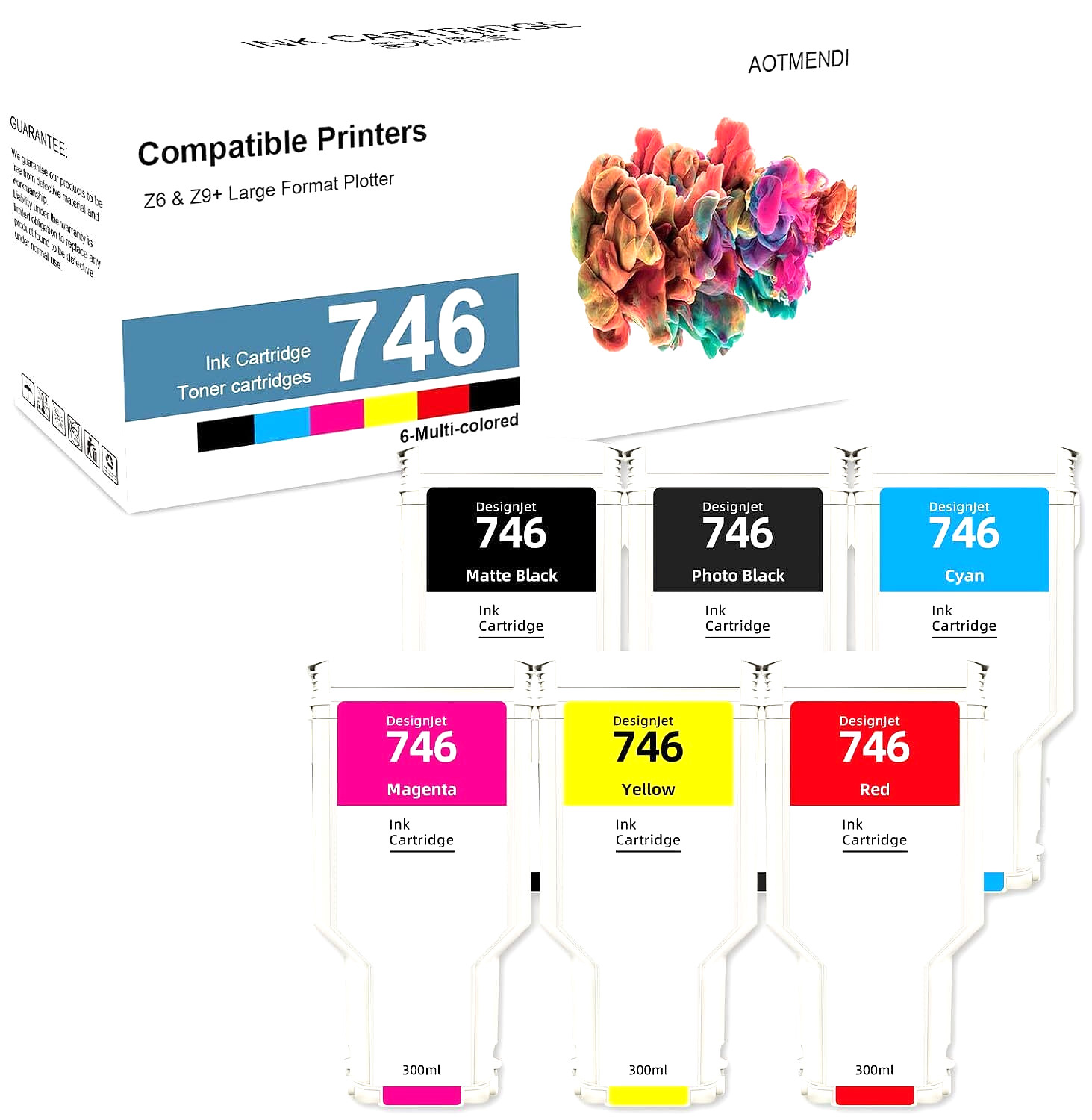 HPQ 746 Ink Cartridge for HP DesignJet Z6, Z9+, Z2600, Z5600 Printers 6-Pack