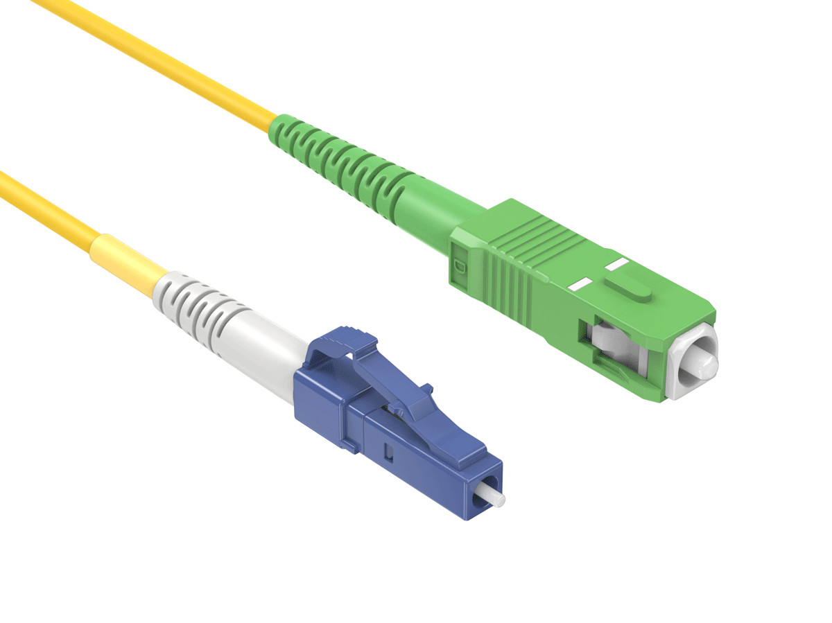 1m OS2 LC/UPC TO SC/APC Simplex Corning Fiber Optic Cable SingleMode 9/125 OF...