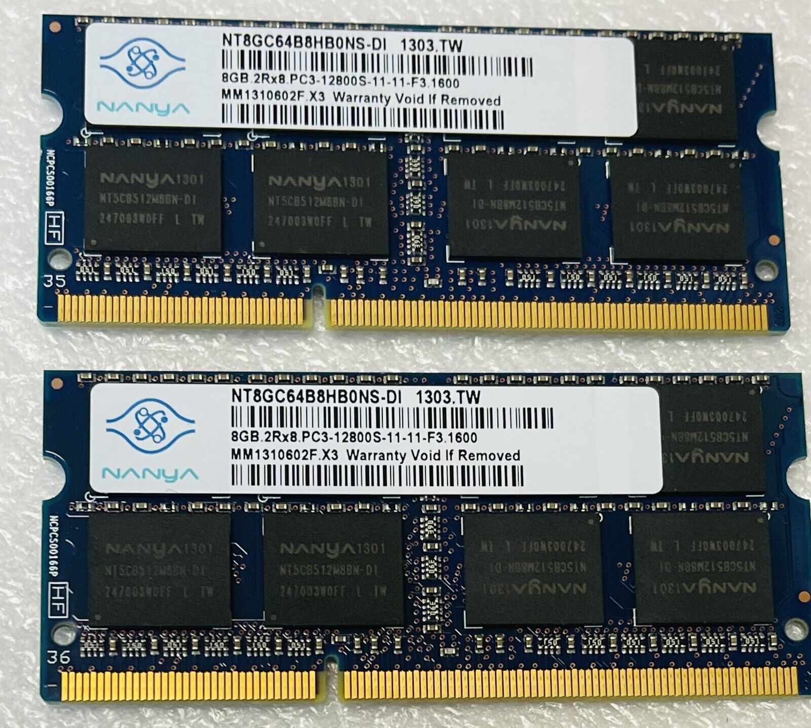 Nanya 16GB (2x 8GB) DDR3 PC3-12800s SODIMM NT8GC64B8HBONS-DI