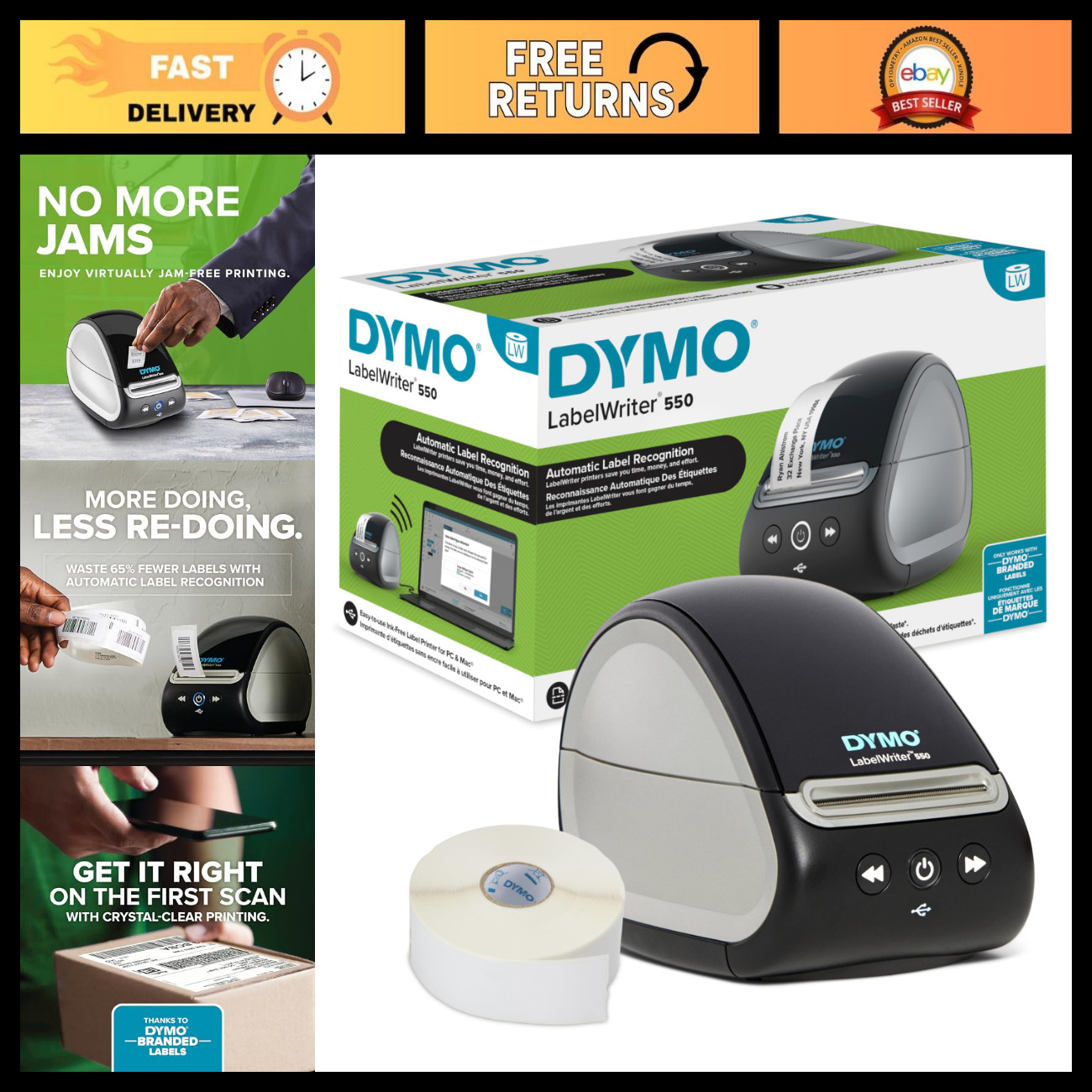 Label Printer 550 Series - Direct Thermal, Low Waste, Auto Recognition, Eco-Frie