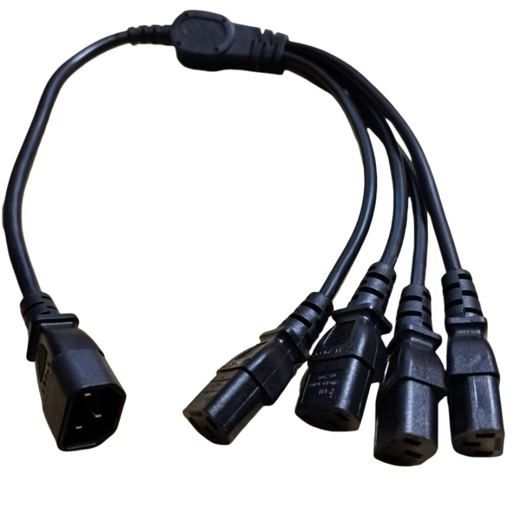 2ft IEC320 C14 Male to 4XC13 Female Y Type Splitter Power Cord 10A 250V