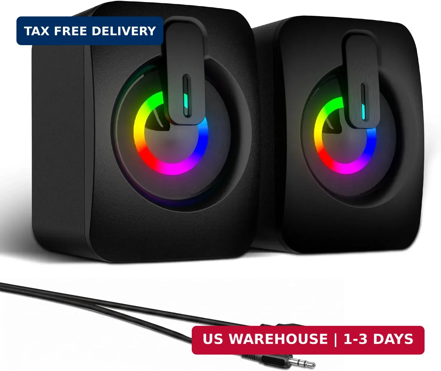 MELOGAGA RGB Computer Speakers, USB Powered 3.5mm Stereo for PC Laptop