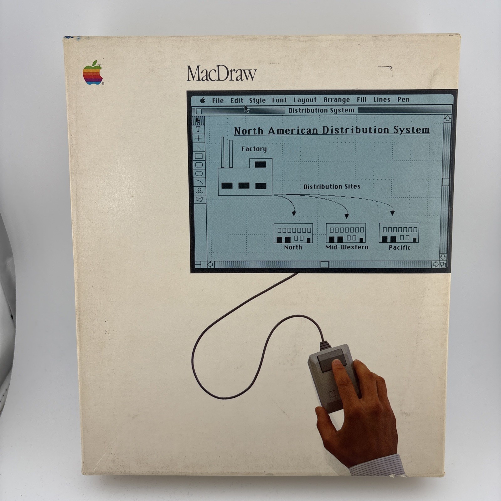 VTG Apple Macintosh Software MacDraw Floppy Disks Casette Original Packaging Box