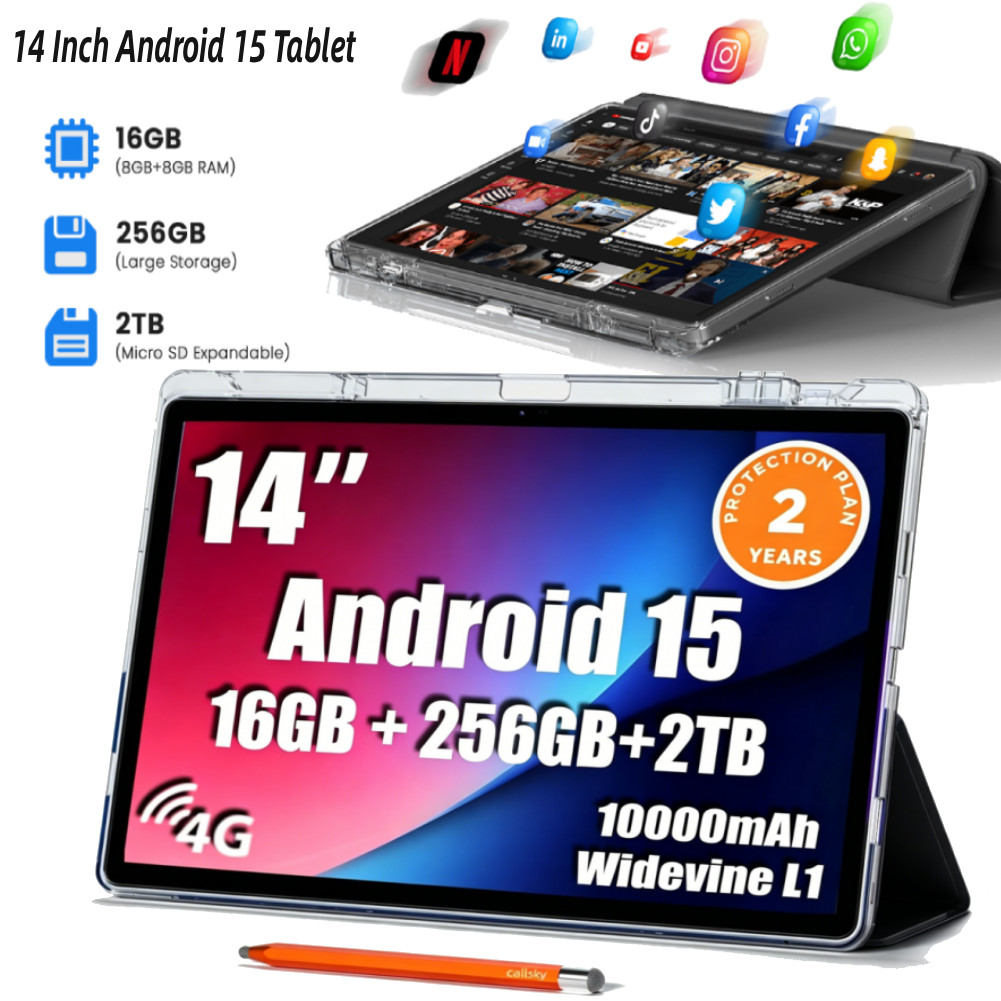 14" Android Tablet Callsky 16GB RAM + 256GB ROM Octa-Core 10000mAh FHD IPS