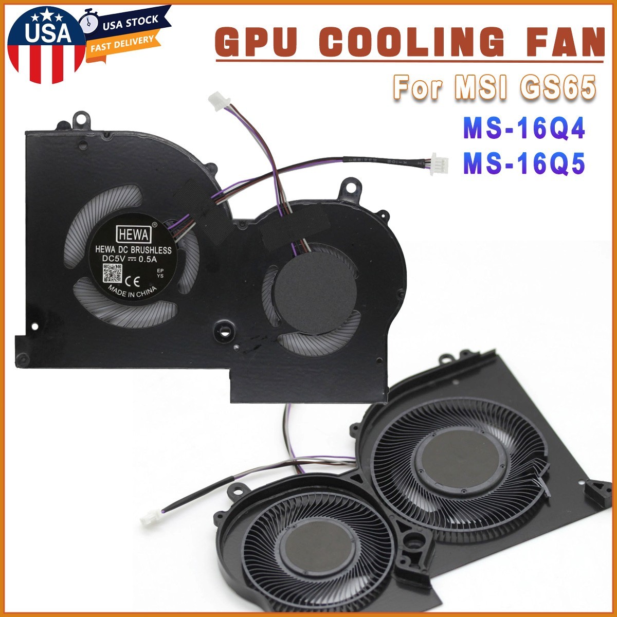 1x NEW GPU Cooling Fan Replacement For MSI GS65 Stealth GS65VR MS-16Q5 MS-16Q4