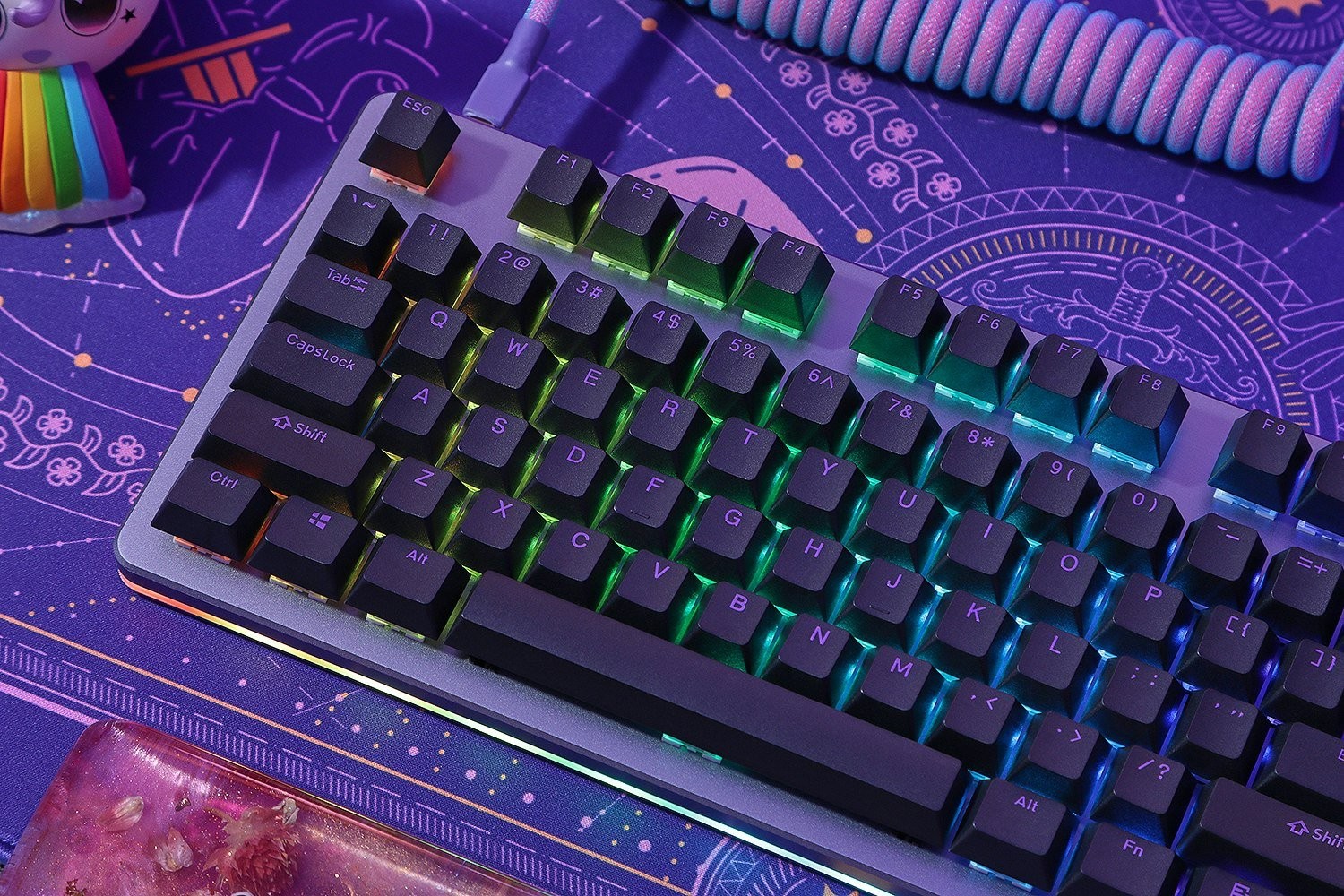 Drop Artifact Shield Keycap Set Purple on Black 108 Key Cherry PBT Sealed