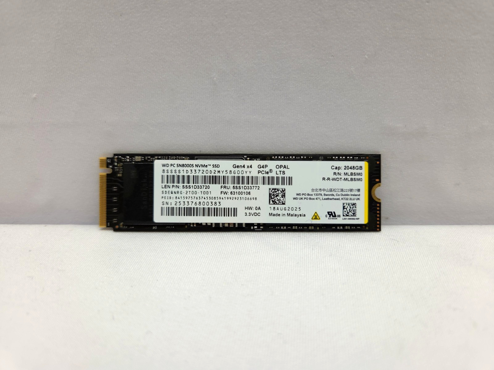 WD SN8000S 2TB M.2 2280 NVMe PCIe Gen4 x4 SSD Opal Lenovo SSD