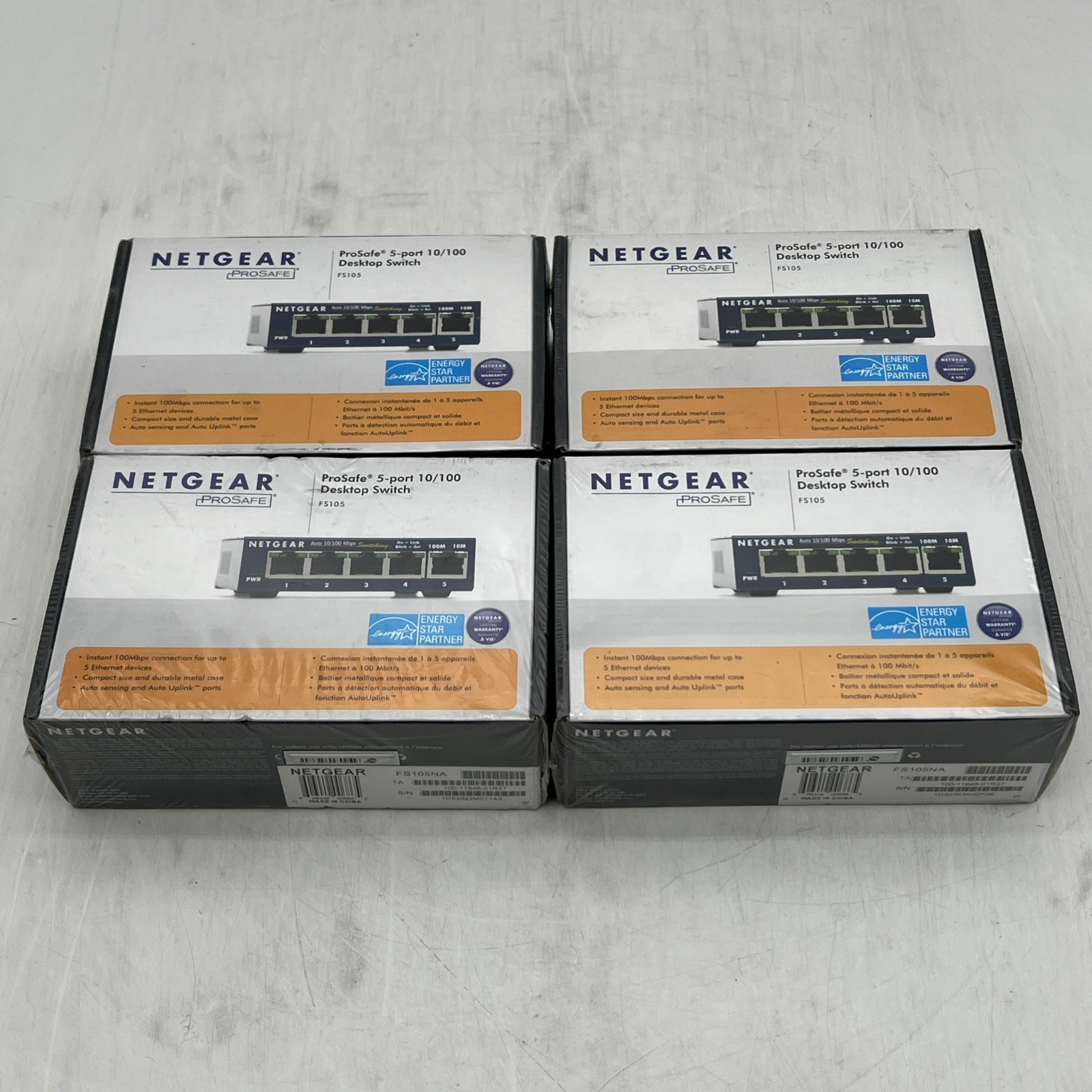 *LOT OF 4 * NETGEAR  ProSafe FS105 5-Ports External Switch FS105NA