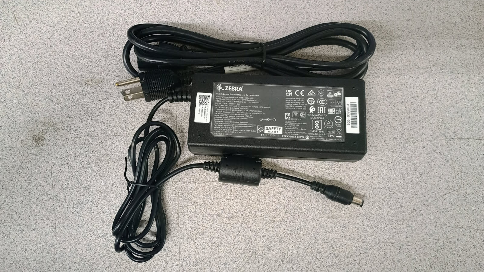 Zebra FSP075-RAAM Switching AC/DC Power Adapter (P1086001-003), Black