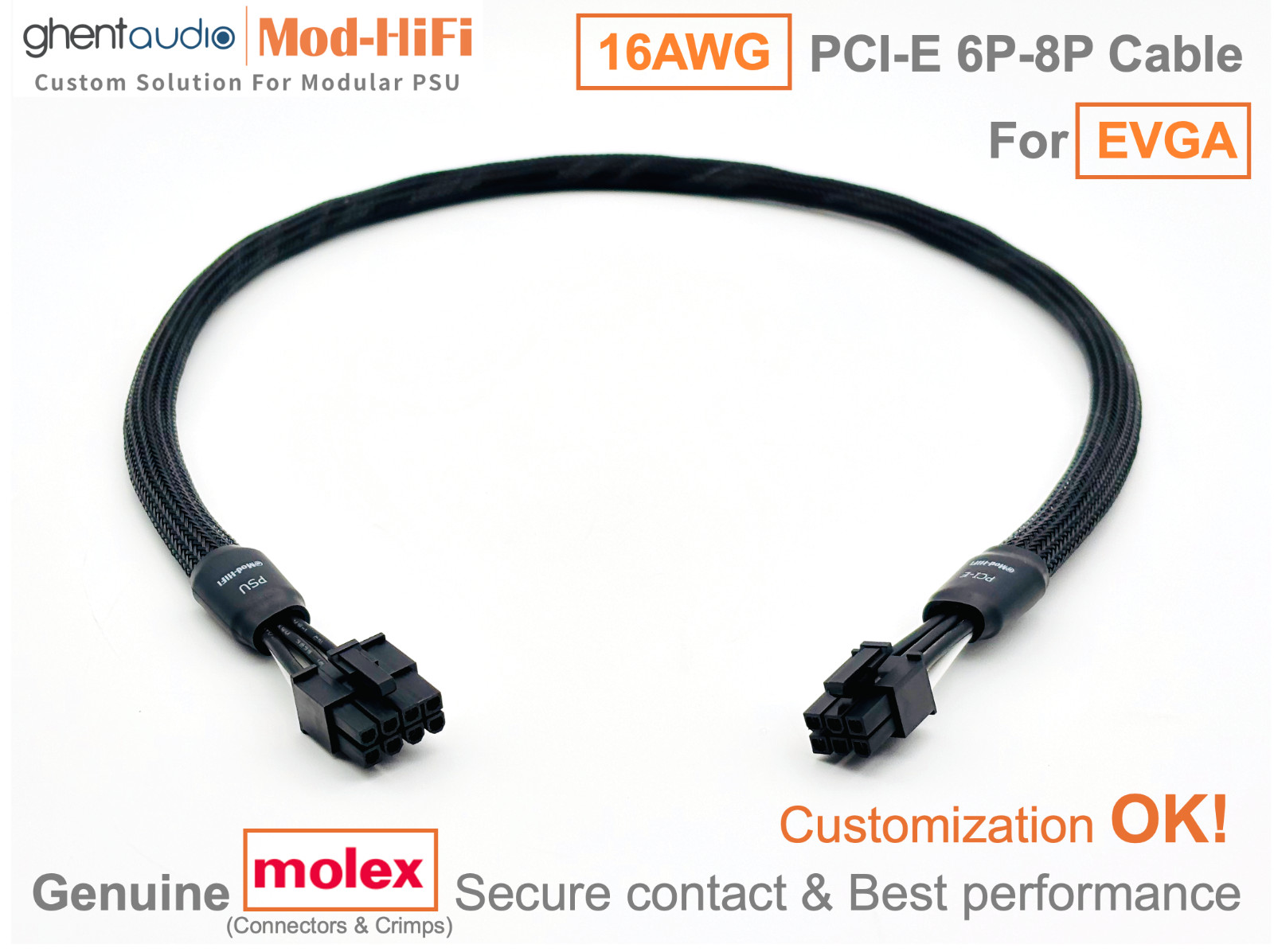 ⚡️16AWG PCI-E GPU 6P Cable for EVGA SuperNOVA GA 850W 750W 650W 550W-70cm/27inch