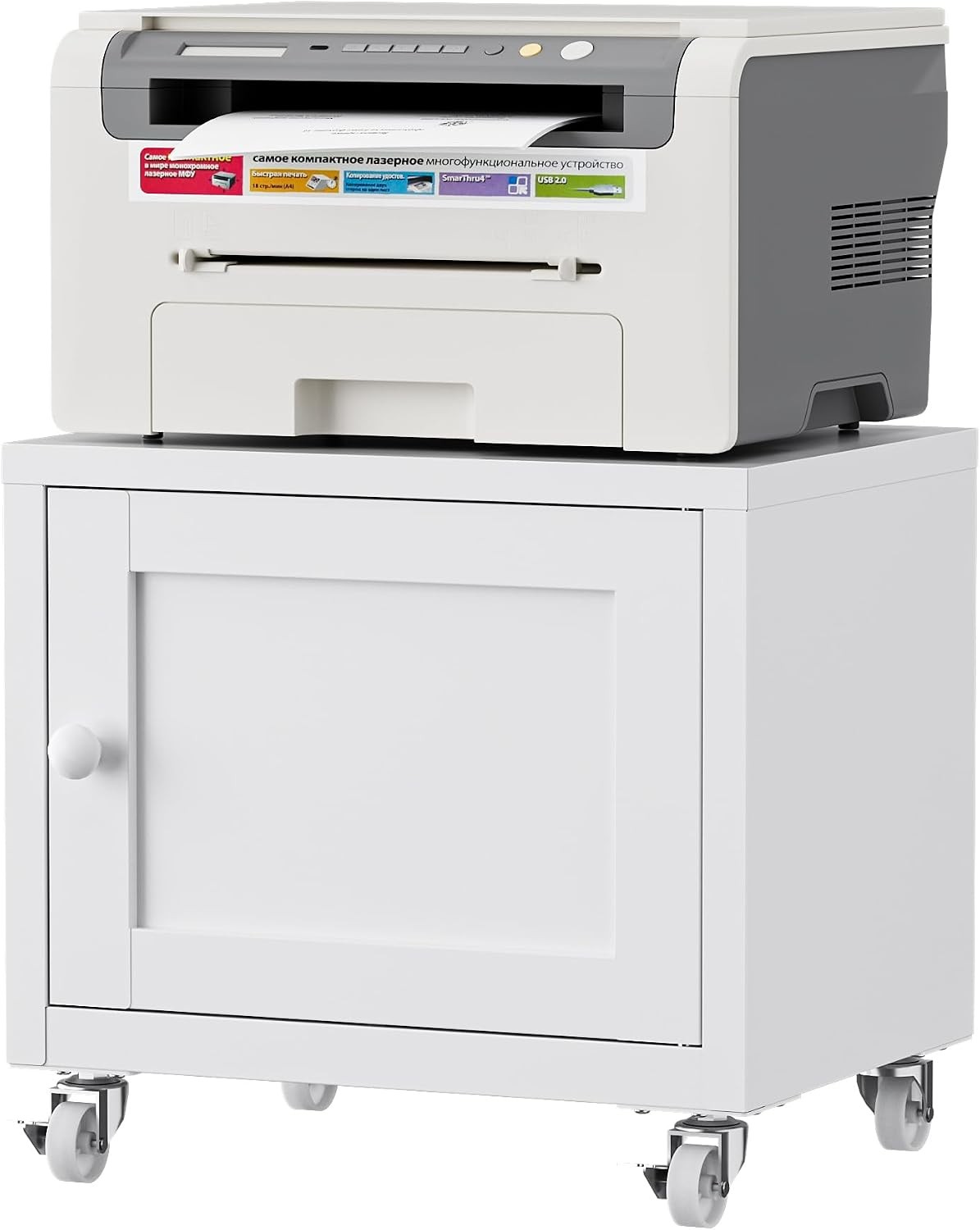Small Printer Stand W/ Storage Mobile Printer Cart for Home Office