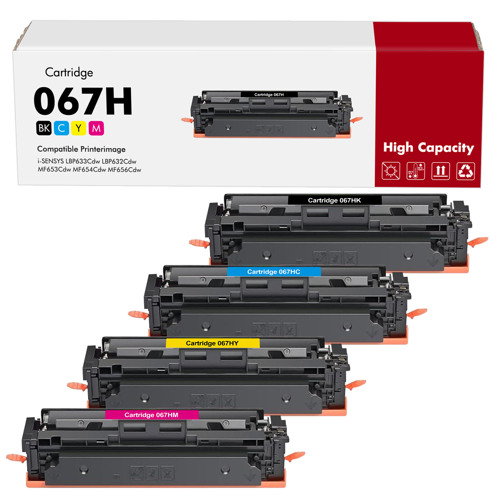 4Packs 067H 067 Toner Cartridge for Canon Color imageCLASS MF656Cdw LBP633Cdw