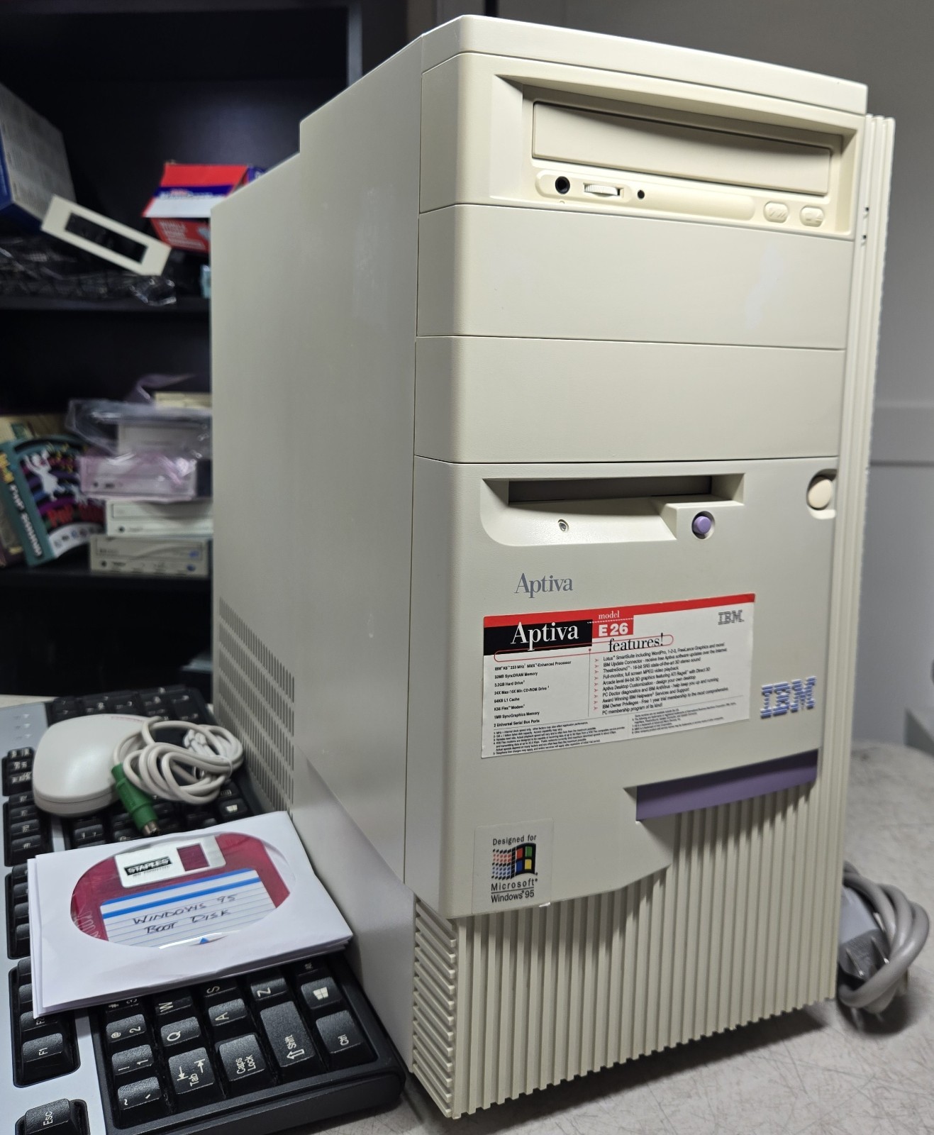 Restored IBM Aptiva DOS Windows 95 Retro Gaming Computer Master CD SB 16 ISA PCI