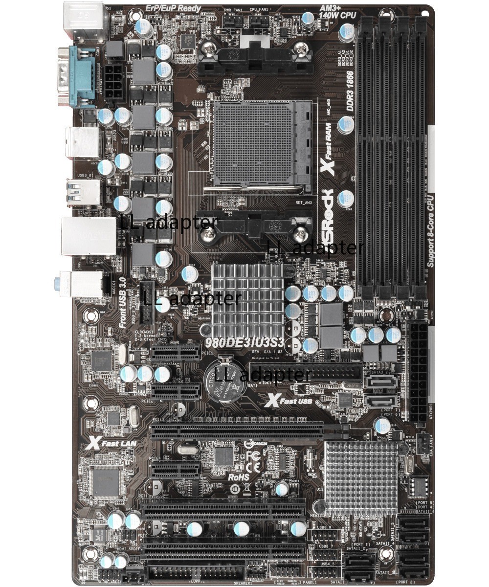 FOR ASROCK 980DE3/U3S3 DDR3*4 AMD RX881 32GB ATX Motherboard Test OK