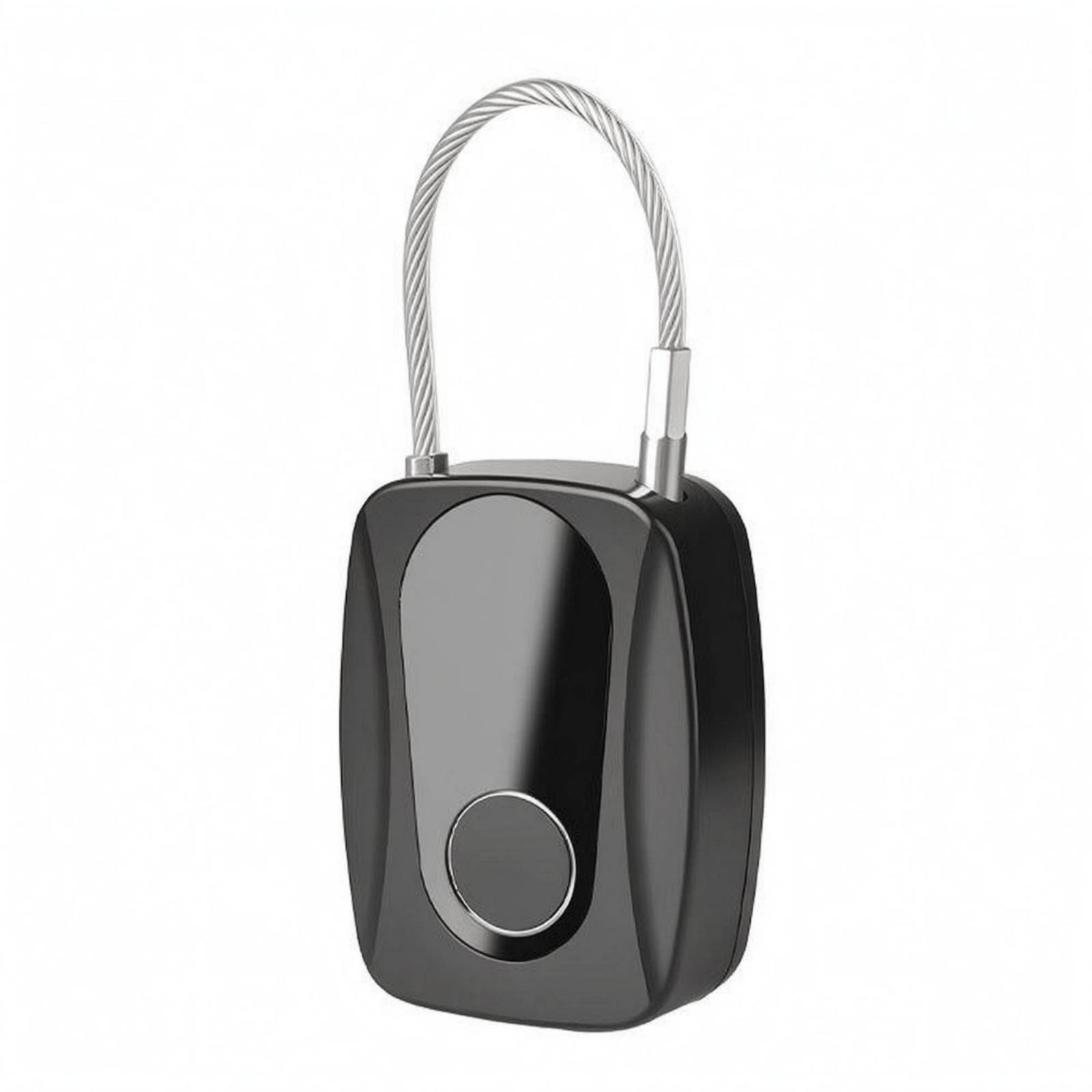 Smart Biometric Padlock Curved Steel Security Hardware Shiny Front
