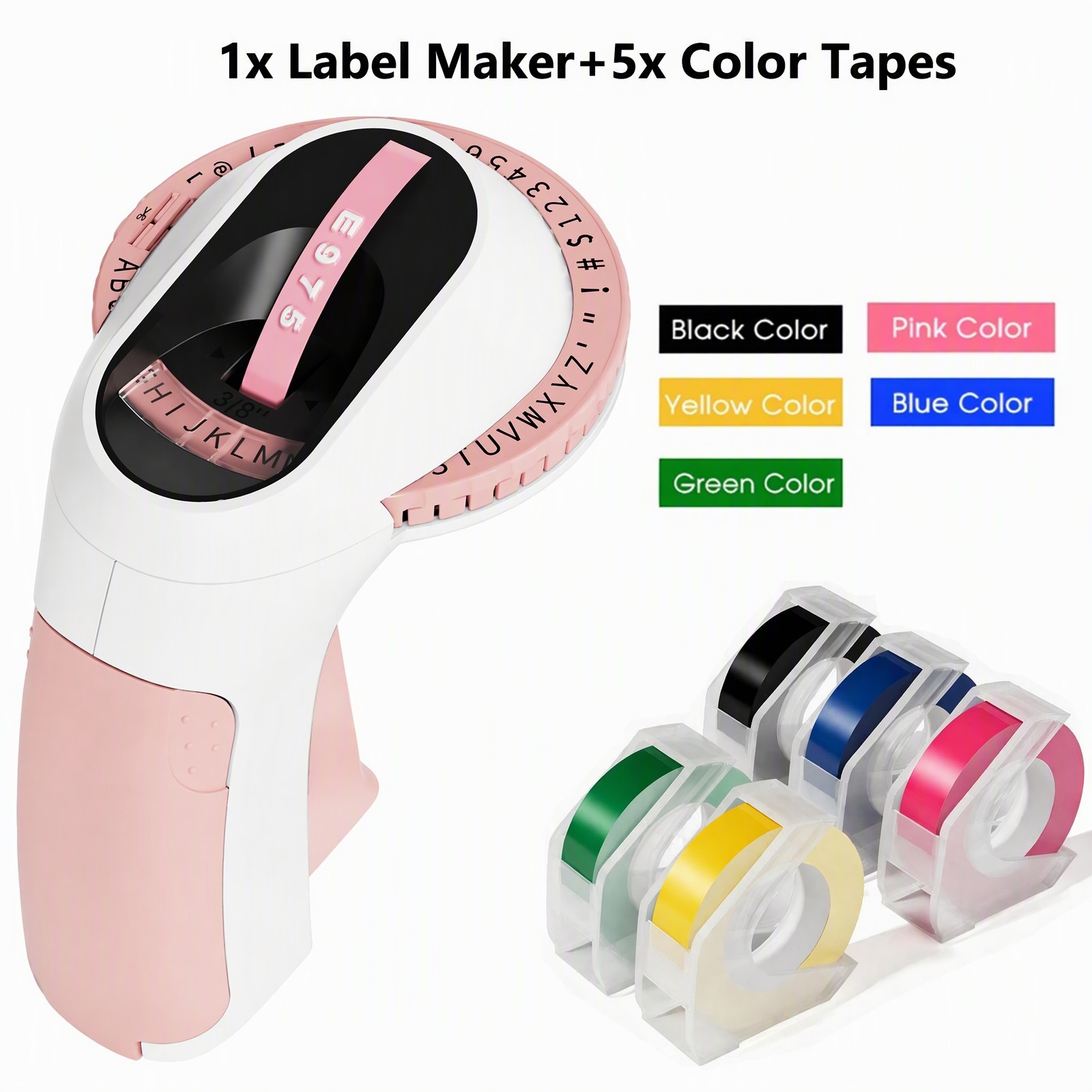 Embossing Label Maker w/ 5 Color Label Tapes Compatible DYMO | Organizer Xpress