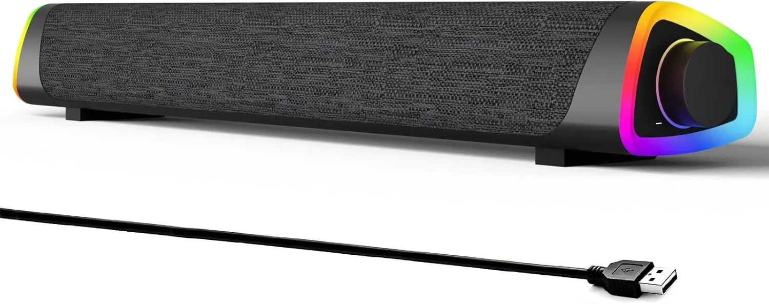 R30 Plus Bluetooth Computer Speakers USB Powered LED Light Slanted Design Gray