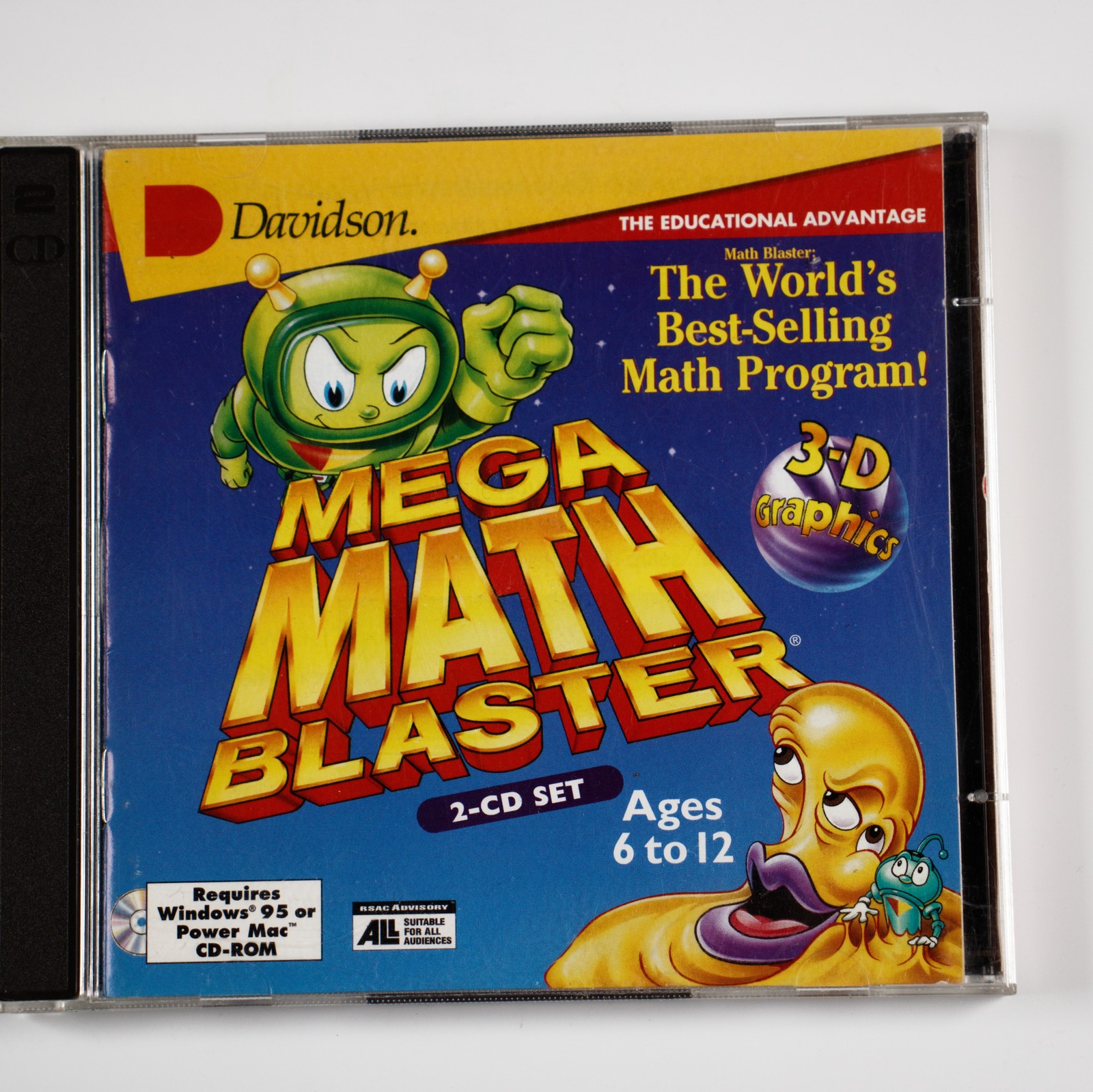 Vintage Davidson Mega Math Blaster 2-CD Set Windows 95 Mac Ages 6-12 Software