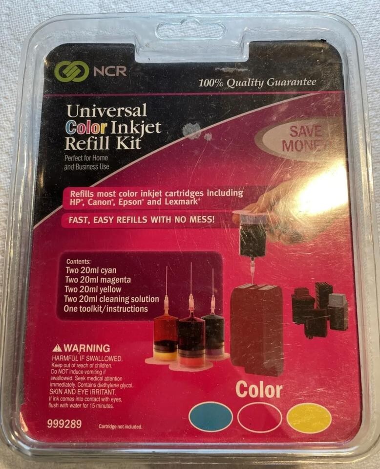 NCR Universal TRI Color Inkjet Refill Kit With Cleaning Solution New