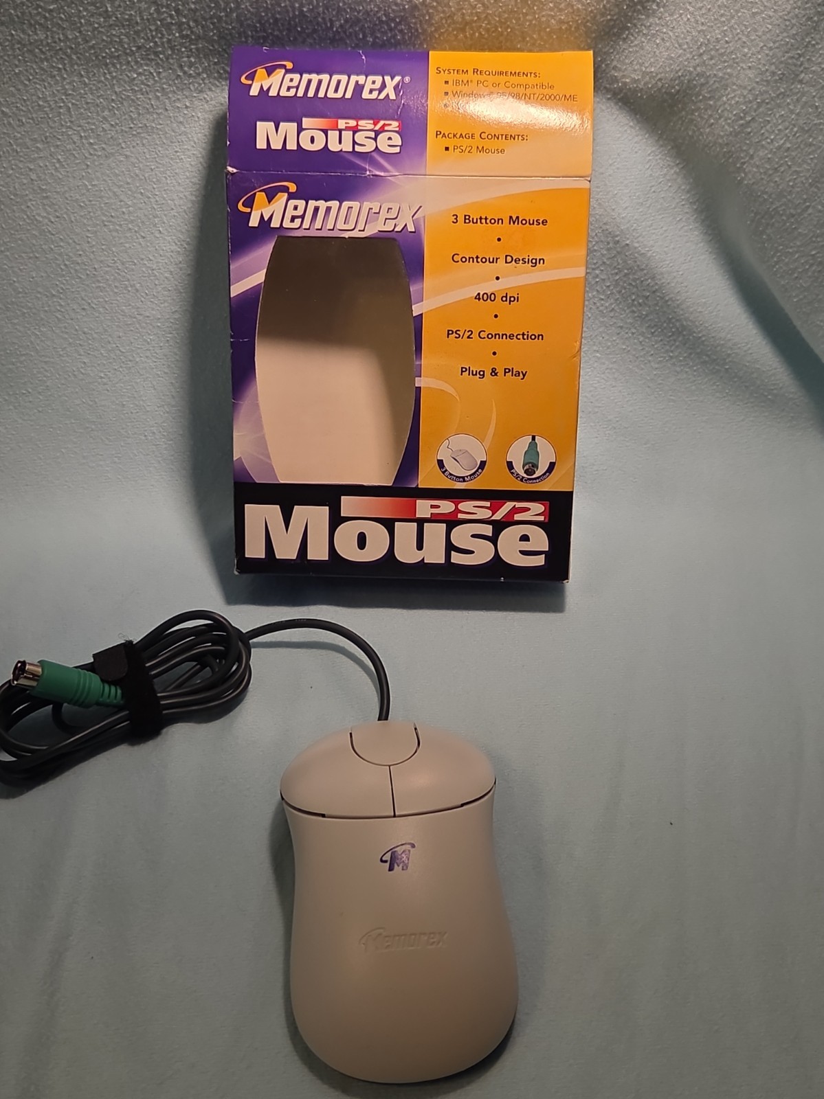 Memorex 3 Button PS/2 Ball Mouse, Wired Mechanical without UPC