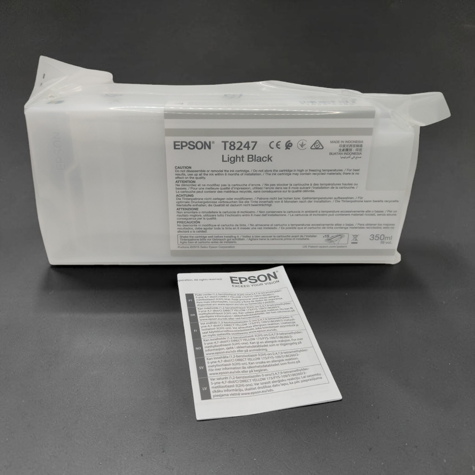 Genuine Epson Light Black Ink T8247 Open Box Sealed Expired 8/19/2022 350ml