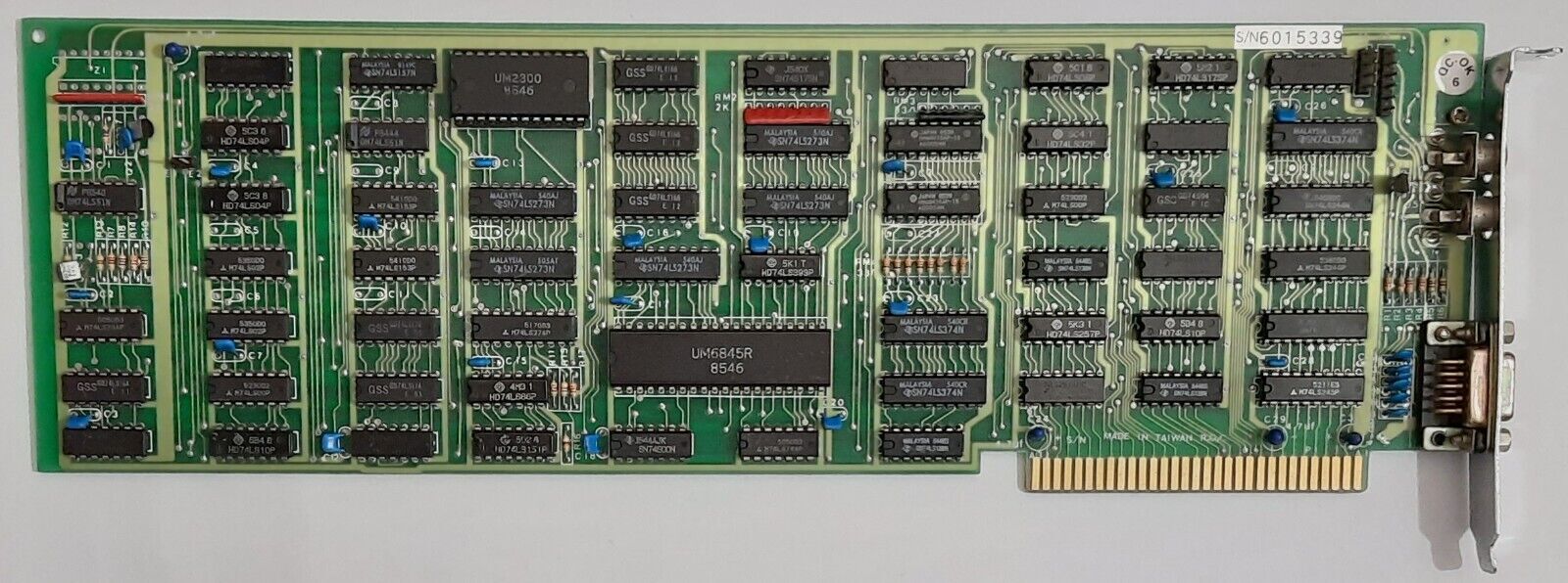 UMC CGA 8-bit ISA Graphics Card (UM6845R, full length, retro, 1985)