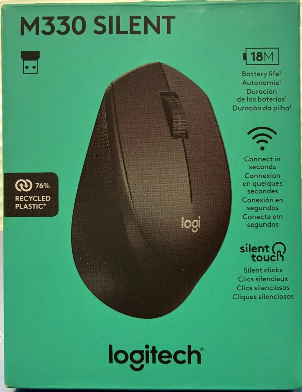 Logitech - M330 - SILENT PLUS Wireless Mouse, 2.4GHz - Black