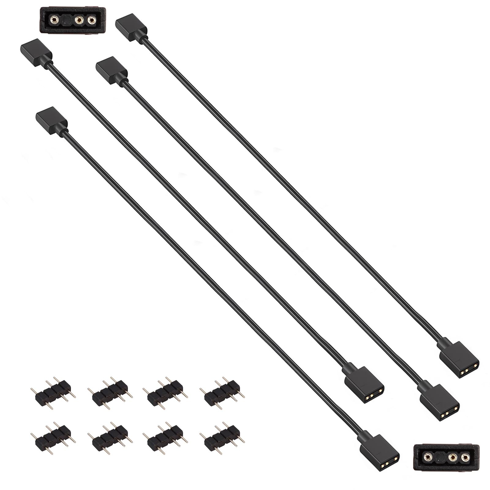 TNJPSEK 4 Pack 3Pin 5V ARGB Extension Cable Set with 8 Male 11.8 inches