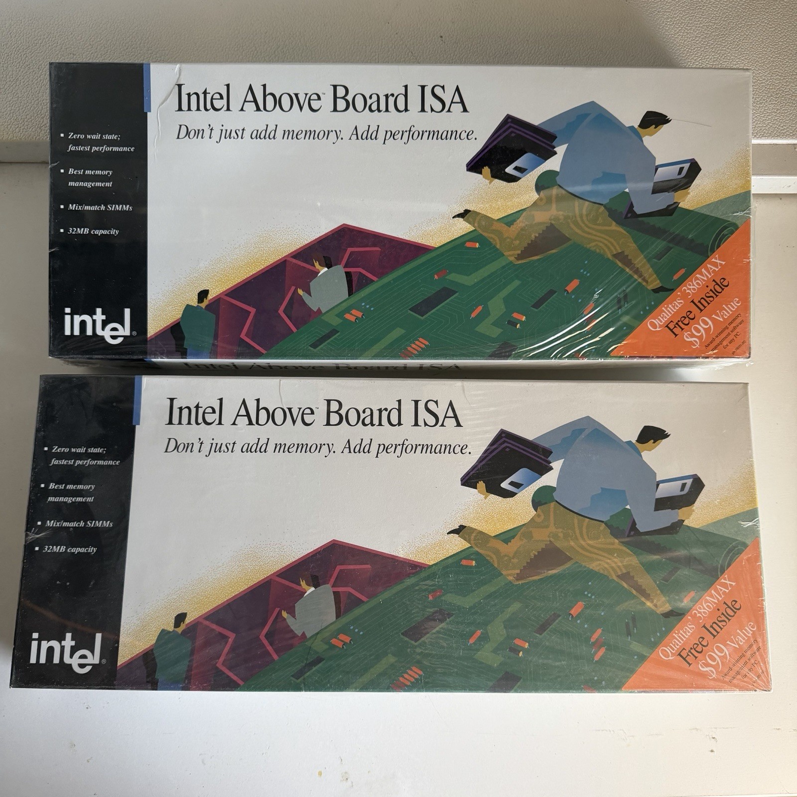 (2)Intel Above Board ISA Memory Expansion Adapter Card Vintage