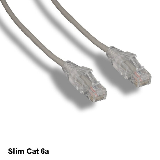 Kentek Gray 15ft Ultra Slim Cat6A Patch Cable 28AWG UTP Snagless Ethernet LAN