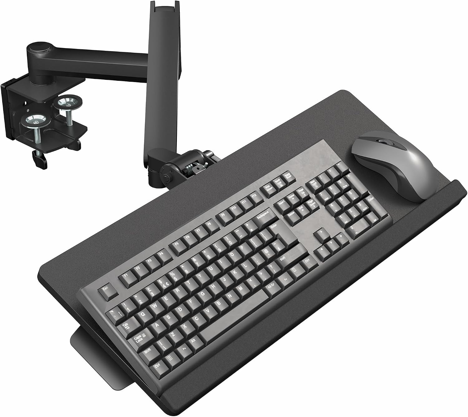 VIVO Sit-Stand 24 Inch Pneumatic Spring Keyboard and Mouse Tray Clamp-On Desk Mo