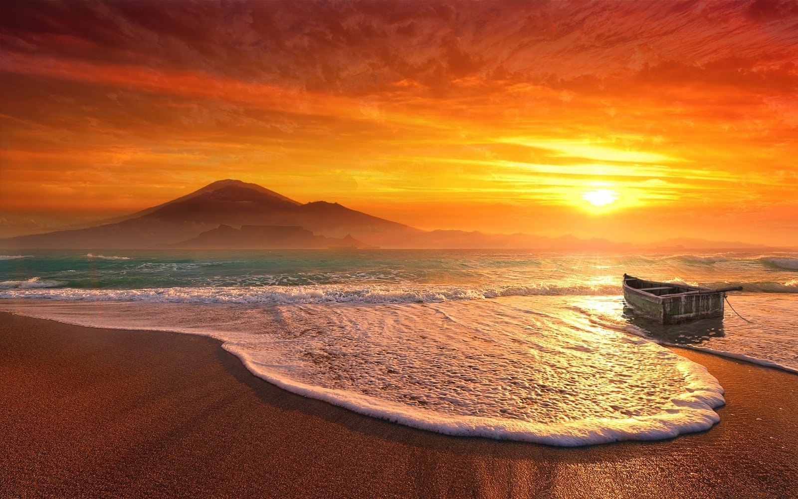 Landscape beach sunset mountains mist sea nature sand Custom Gaming Mat Desk
