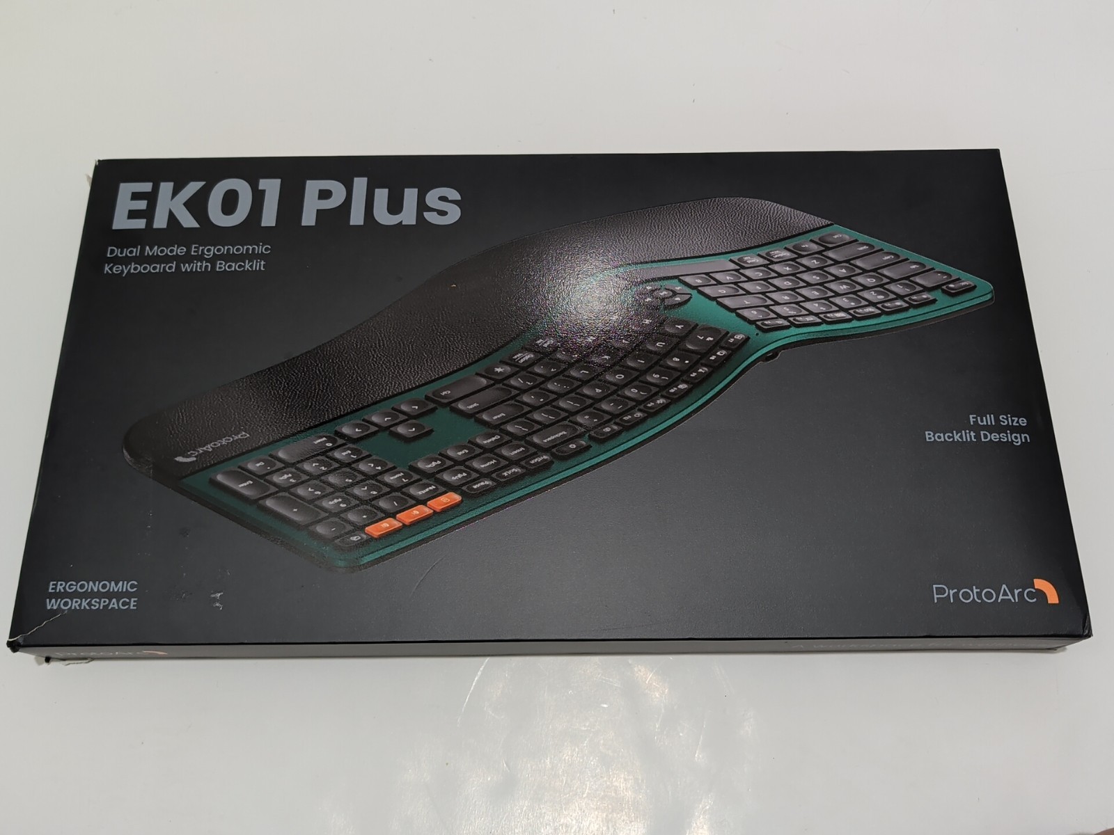 ProtoArc Backlit Bluetooth Ergonomic Keyboard, EK01 Plus Full Size - Green