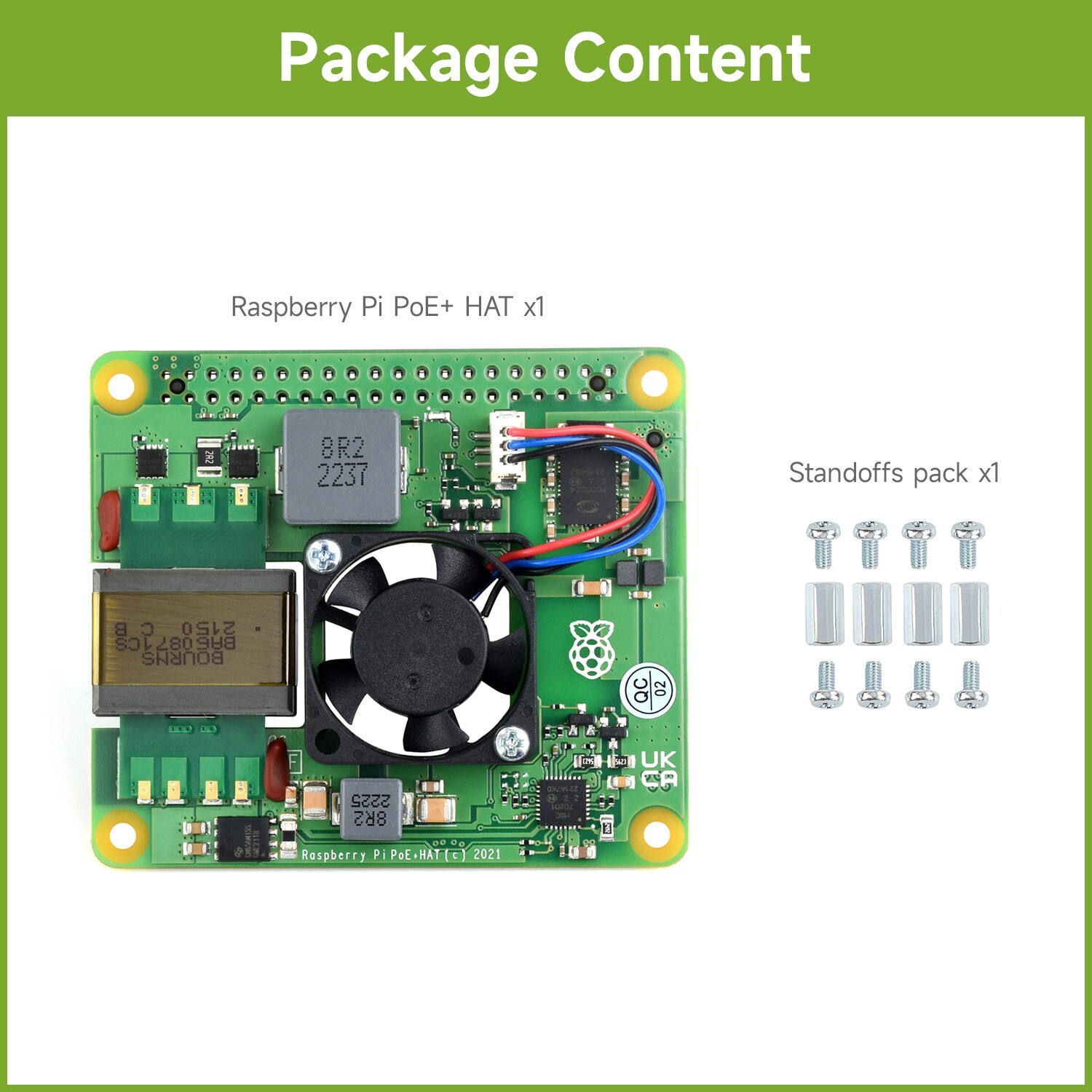 Raspberry Pi PoE+ HAT for Raspberry Pi 3B+/4B 802.3af/at-compliant