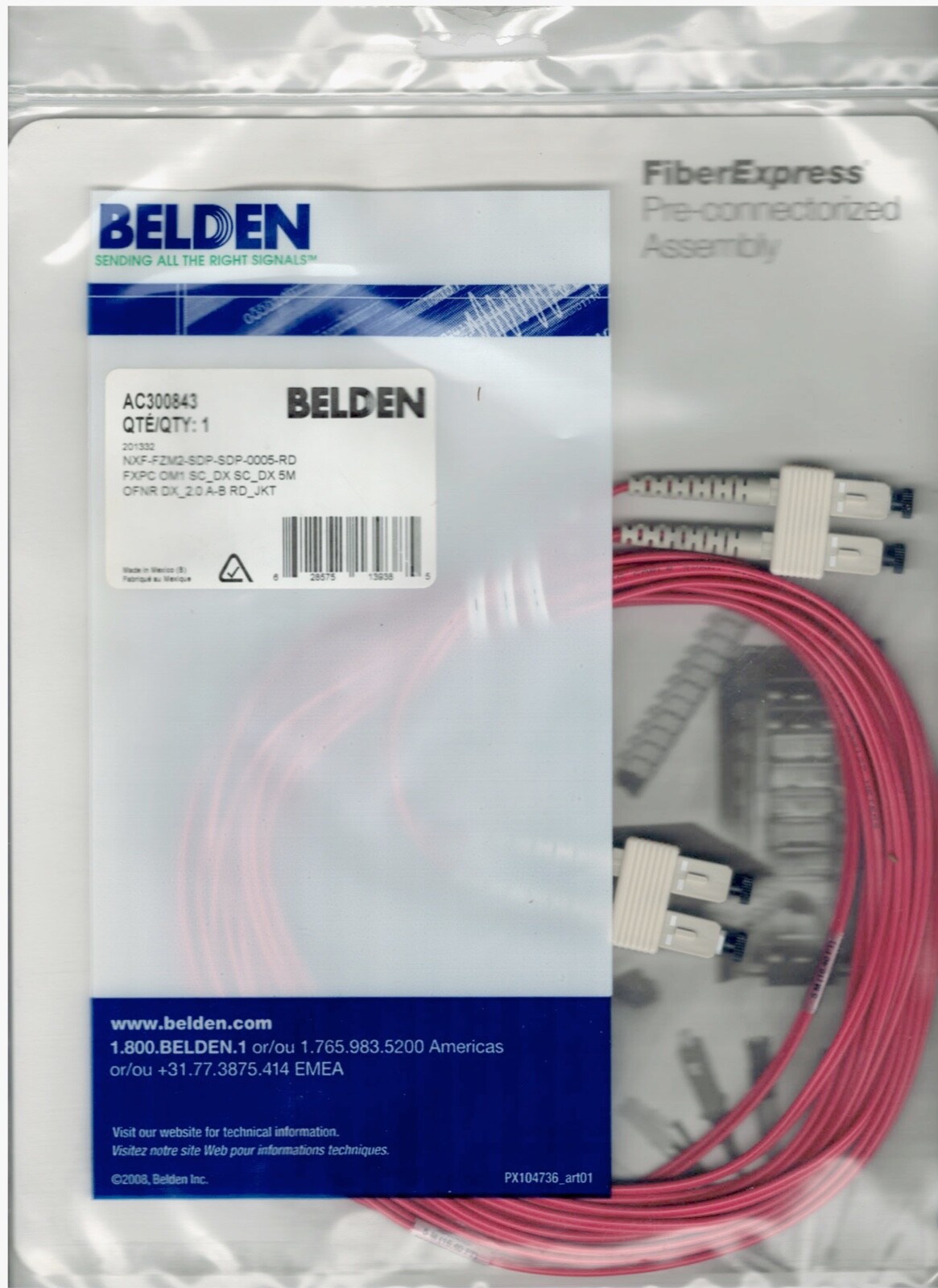 Lot of (8) 16.5' BELDEN FiberExpress SC Duplex Patch Cable