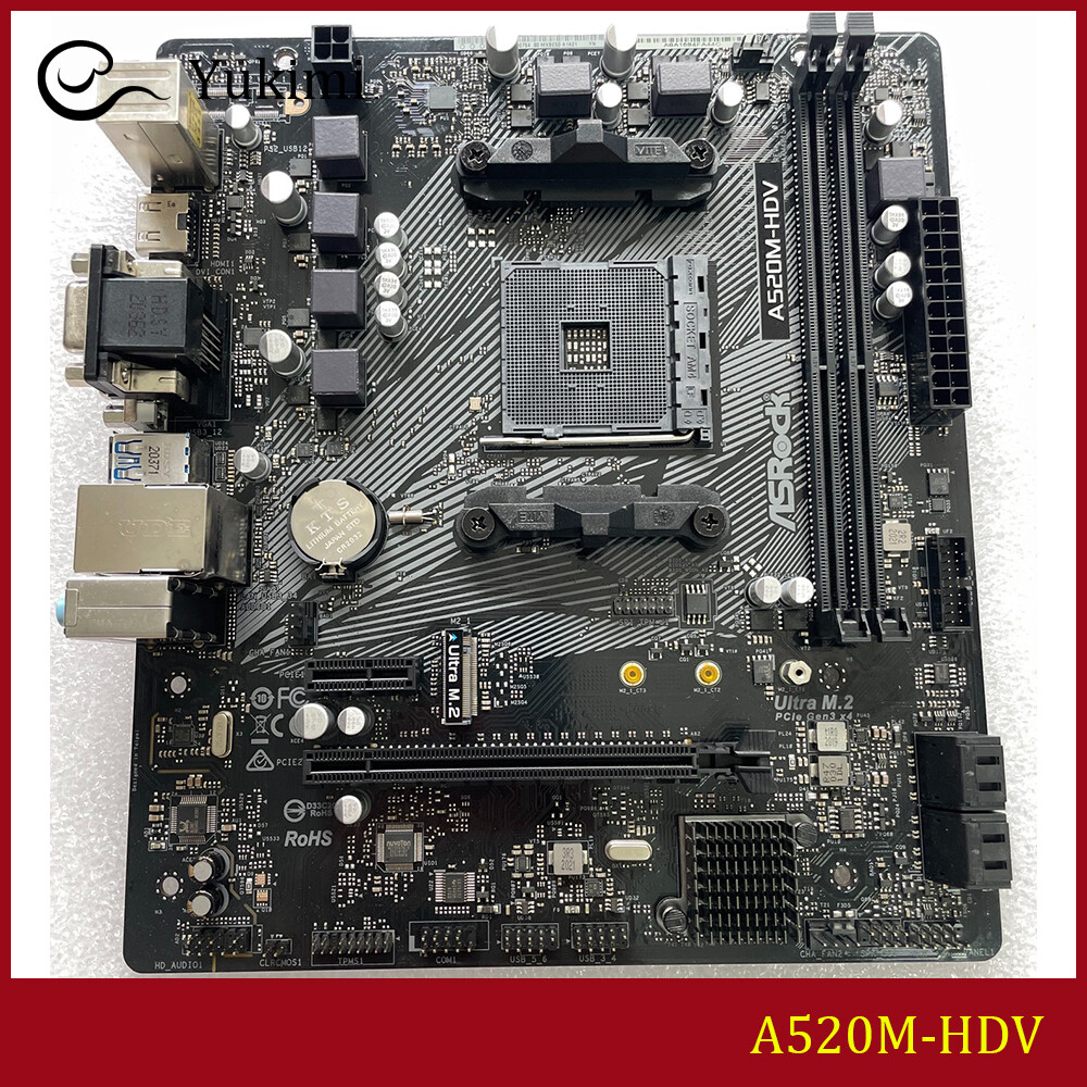 FOR ASROCK A520M-HDV DDR4*2 64GB AMD AM4 D-Sub DVI-D HDMI Motherboard Test OK
