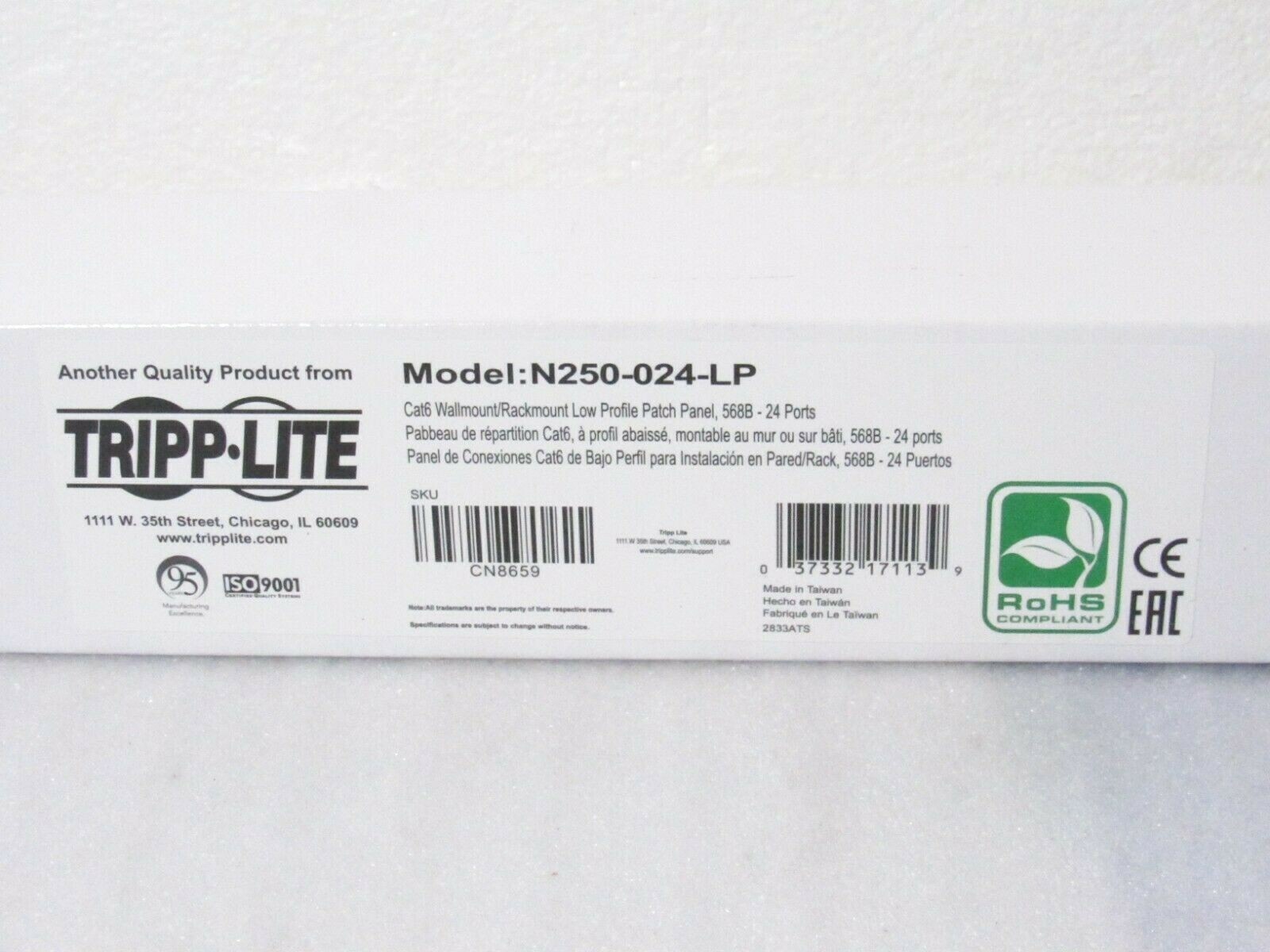 Tripp-Lite N250-024-LP 24-Port Cat6/Cat5 Low Profile Patch Panel Feed Thru [CTA]