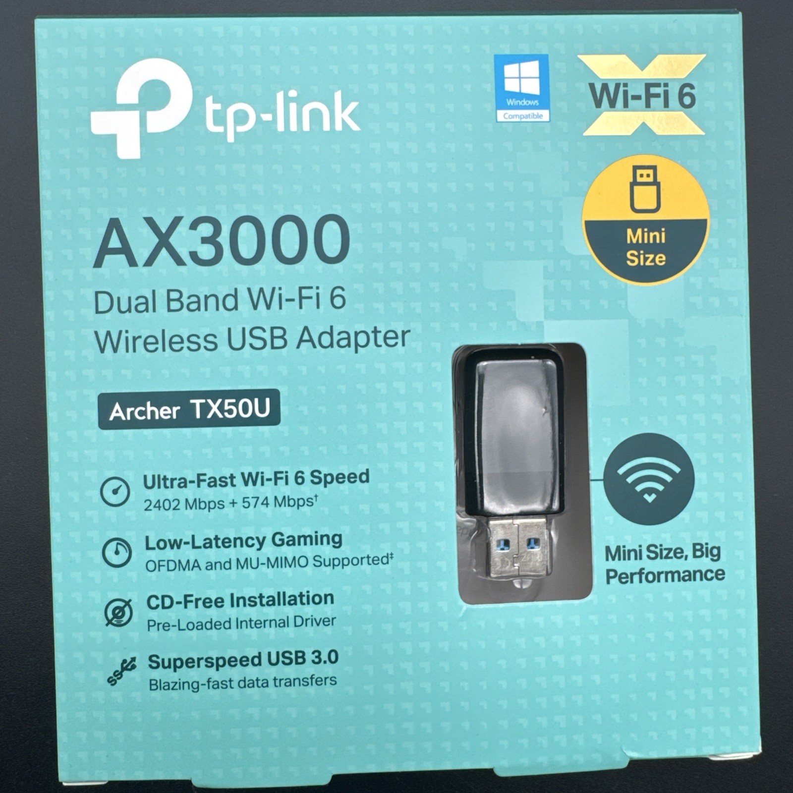 TP-Link Archer TX50U AX3000 Dual Band Wi-Fi 6 Wireless USB Adapter