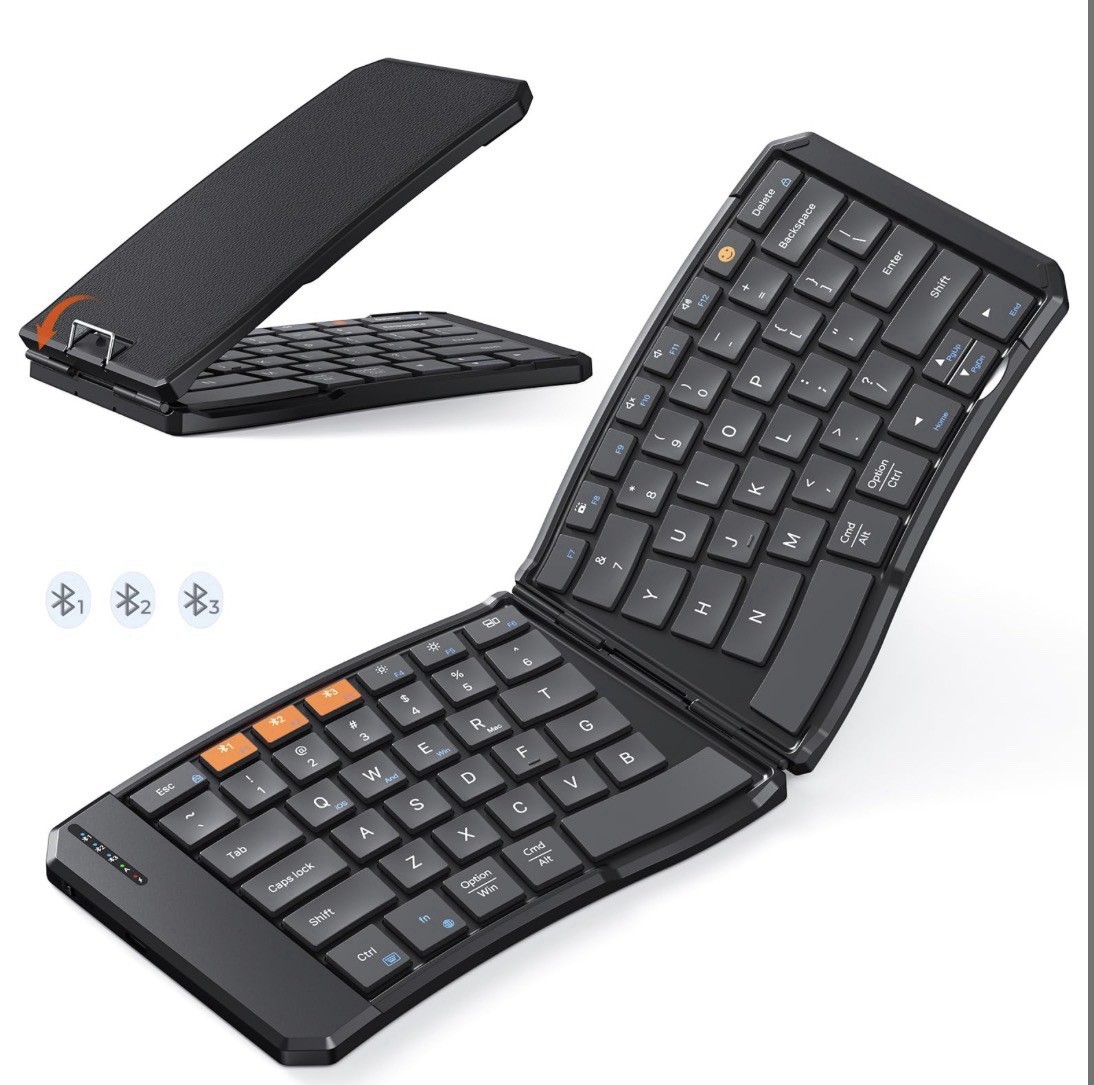 MEETION Ergonomic Foldable Wireless Bluetooth Rechargeable Keyboard Keyboard